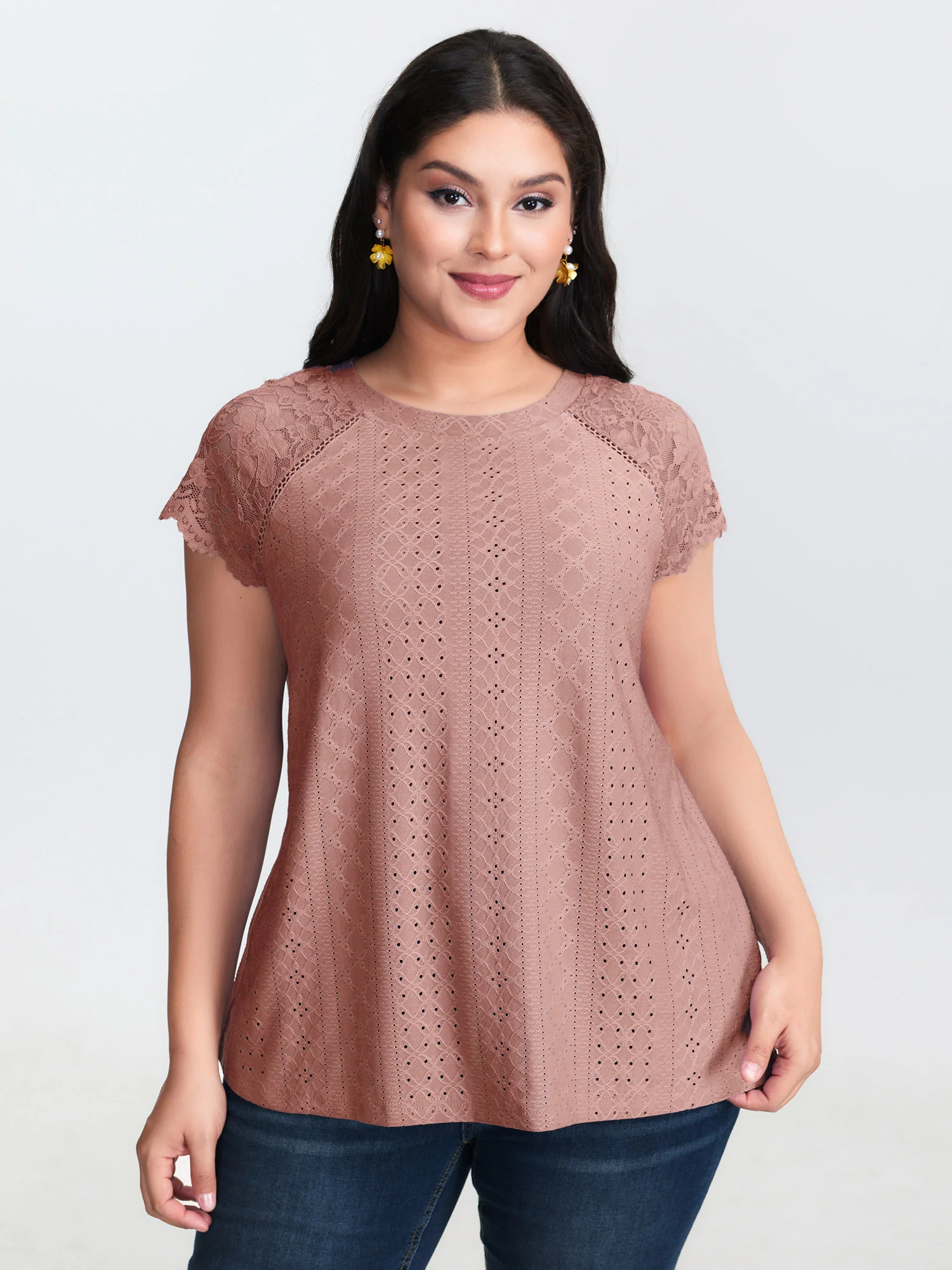Lace Trim Back-Tie T-Shirt - Image 10