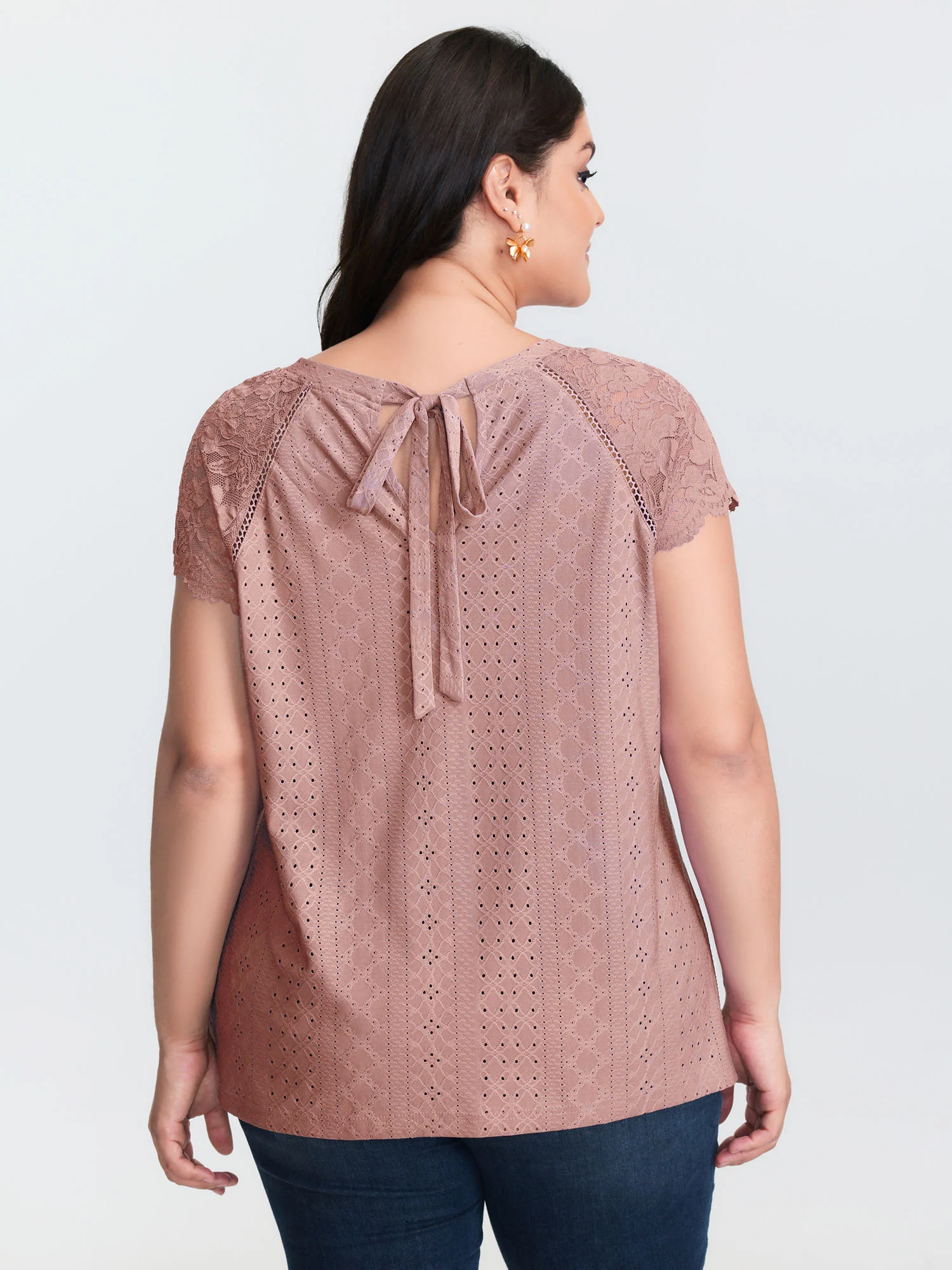 Lace Trim Back-Tie T-Shirt - Image 13