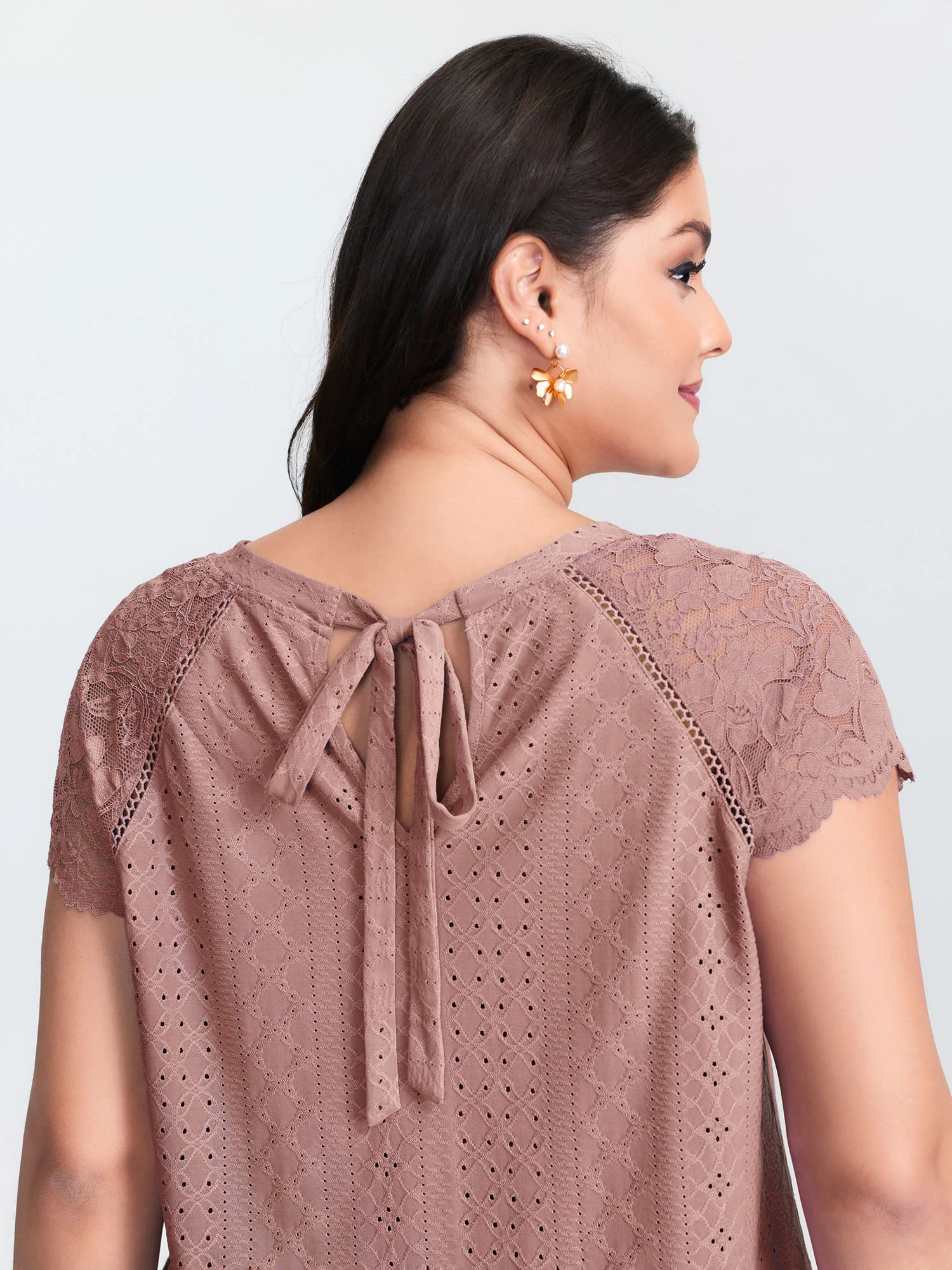 Lace Trim Back-Tie T-Shirt - Image 9
