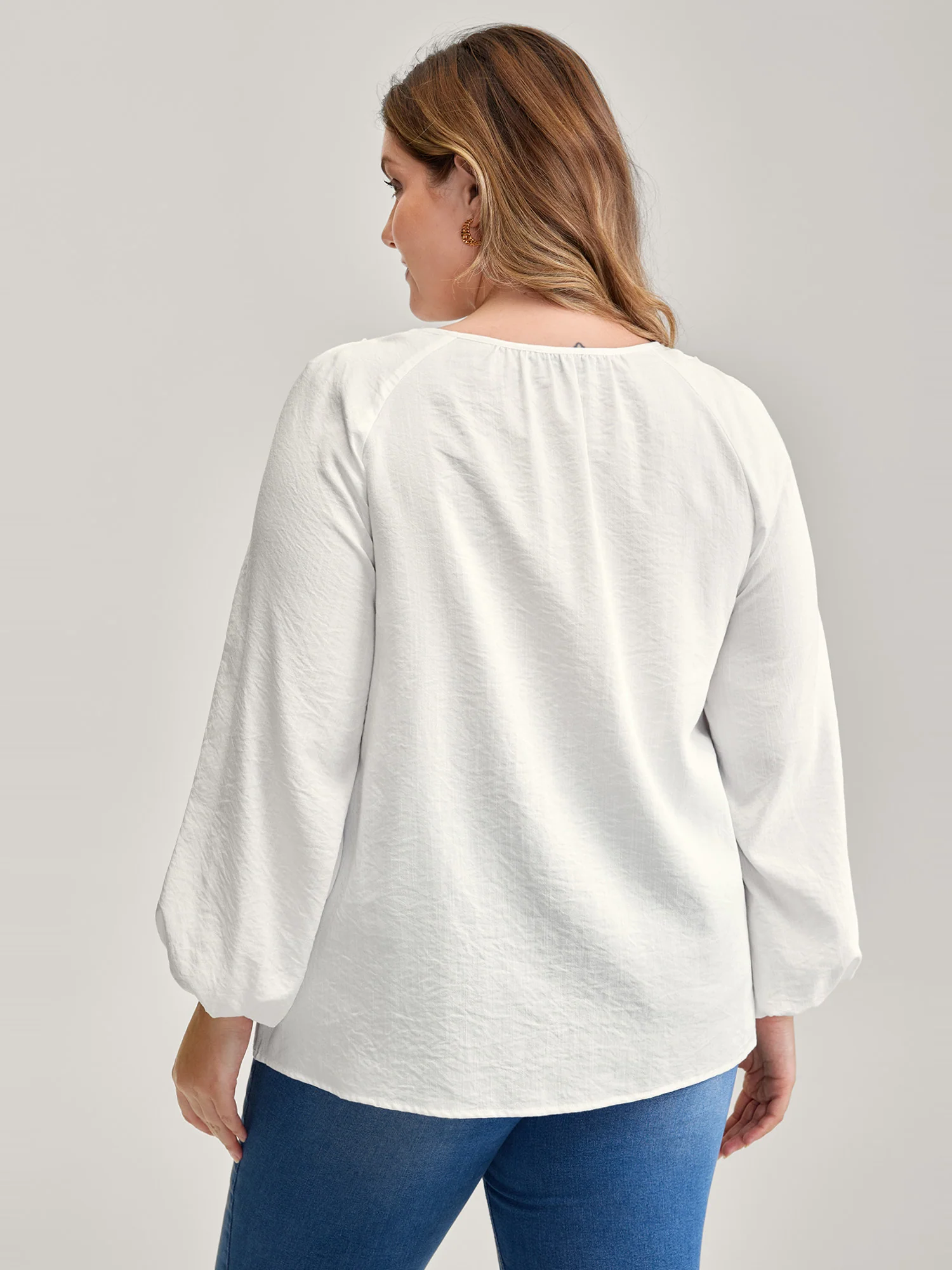 Lace Trim Button Decor Blouse - Image 5