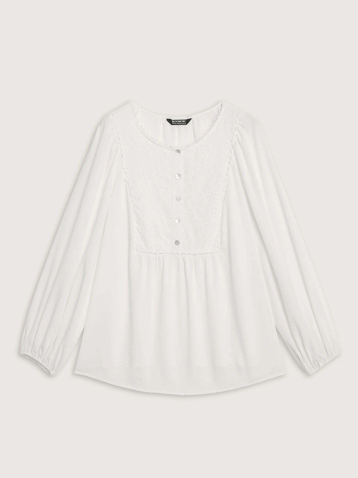 Lace Trim Button Decor Blouse - Image 8