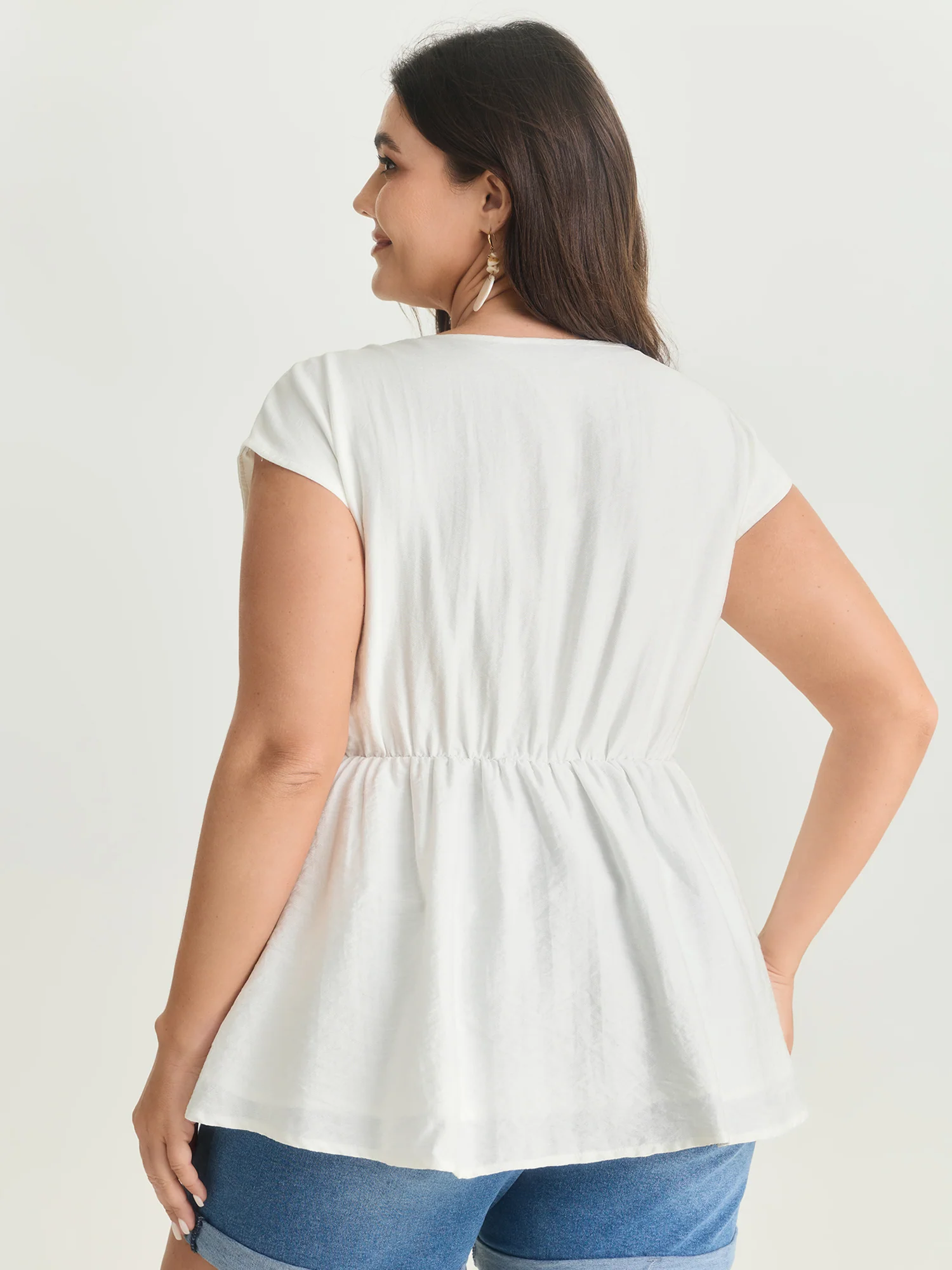 Lace Trim Button Placket Blouse - Image 4