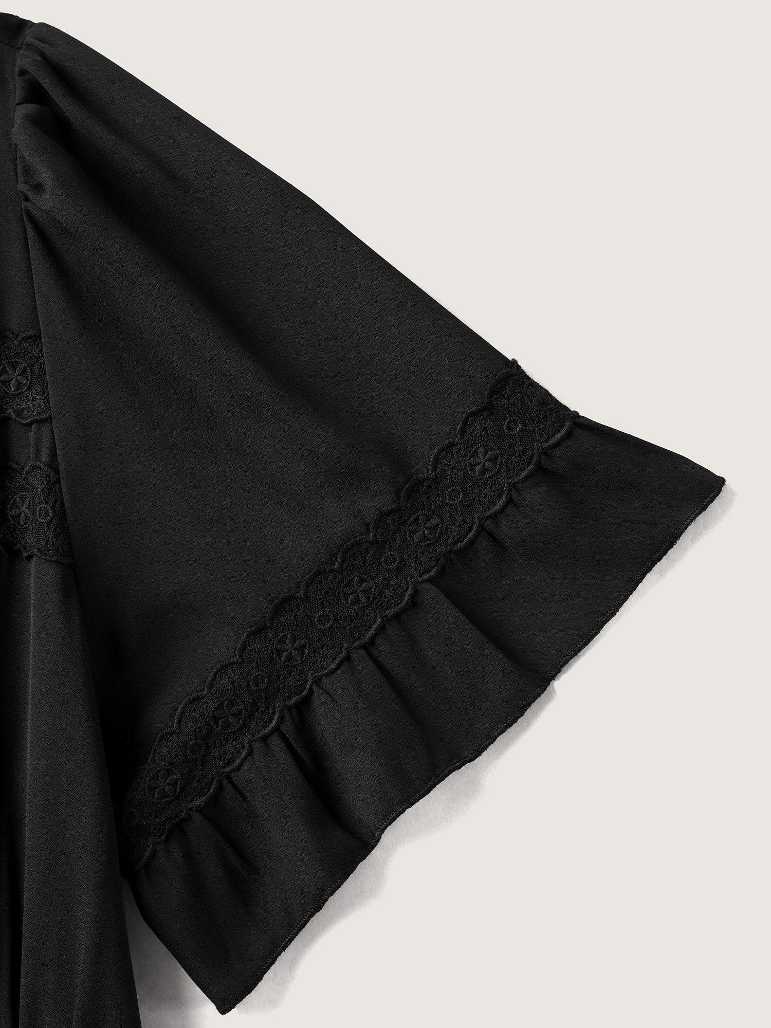 Lace Trim Button Placket Midi Dress - Image 6