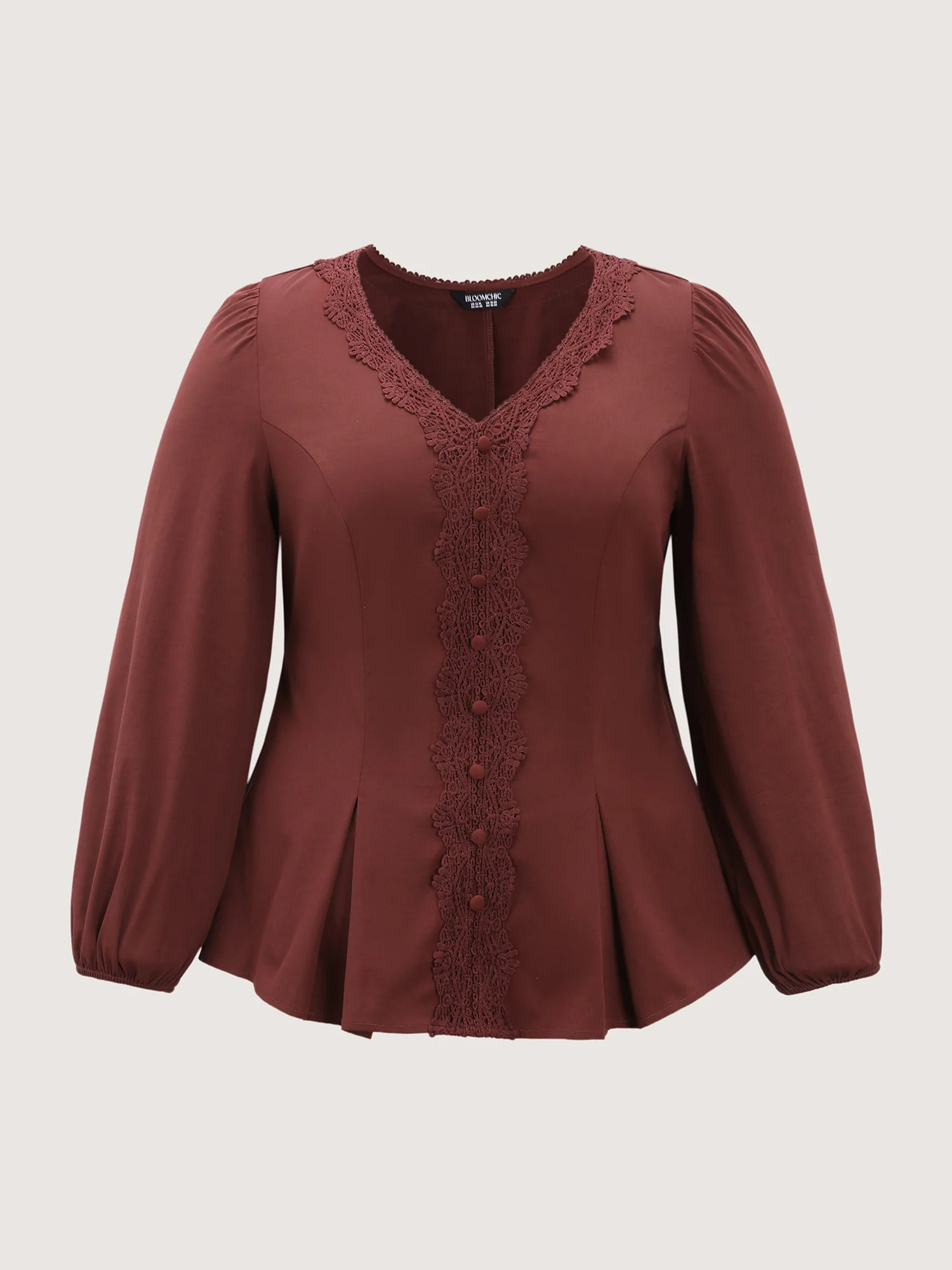 Lace Trim Cinched-Flared Blouse - Image 7