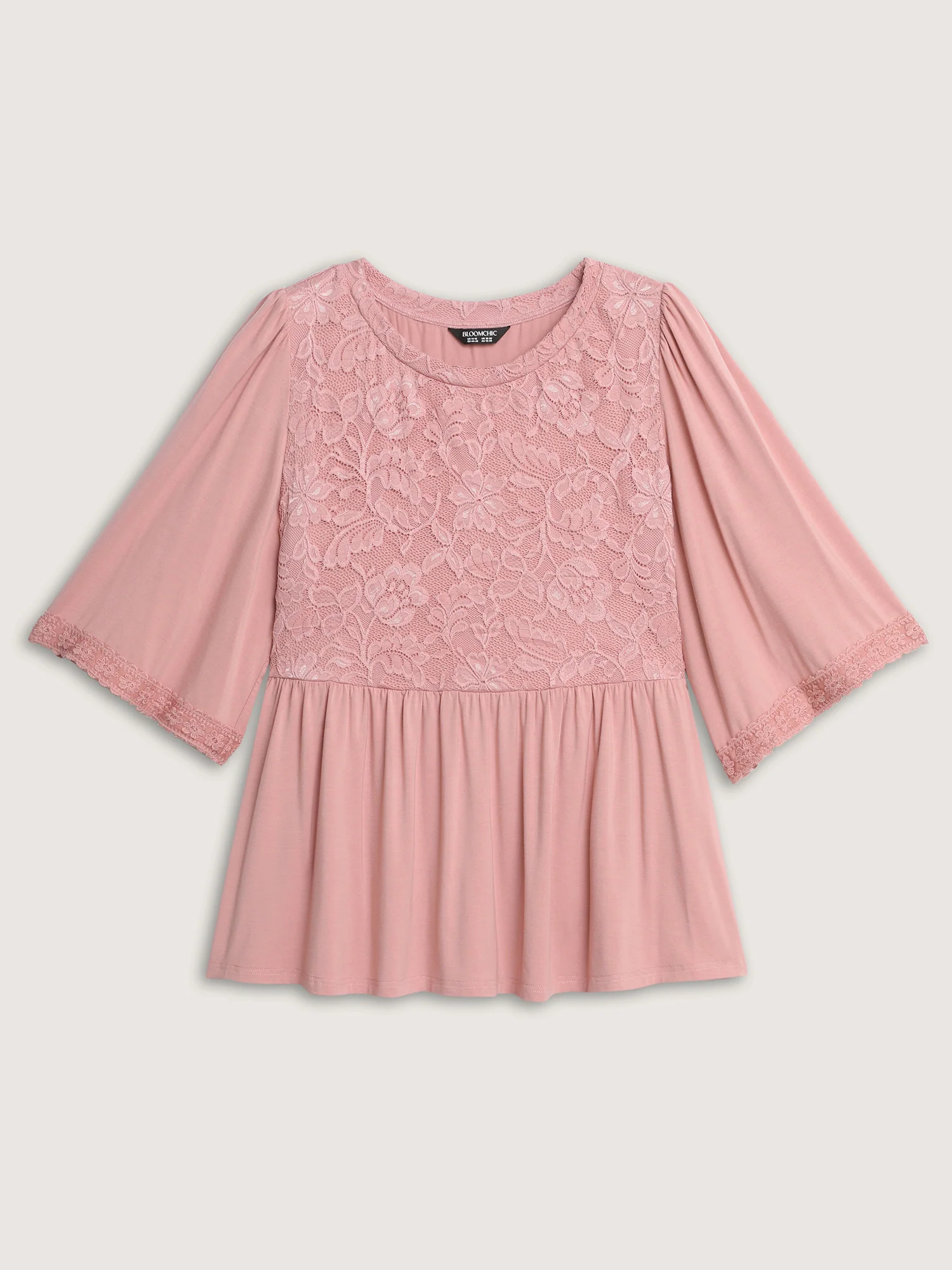 Lace Trim Cinched-Flared Knit Top - Image 7