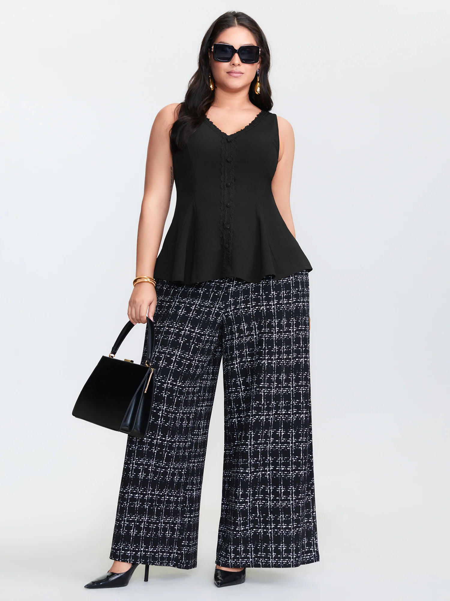 Lace Trim Cinched-Flared Tank Top - Image 3