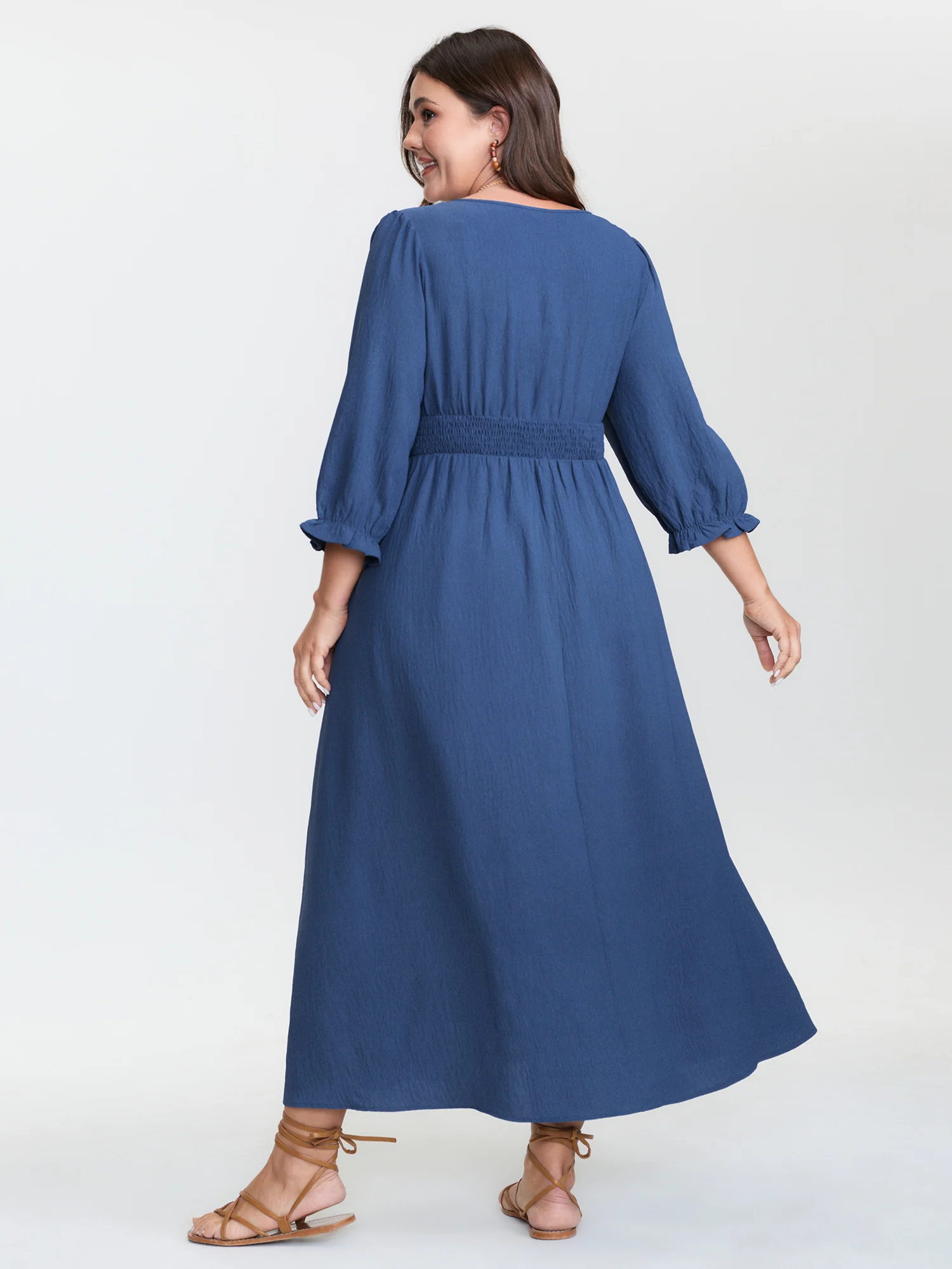 Lace Trim Cinched-Waist Maxi Dress - Image 5