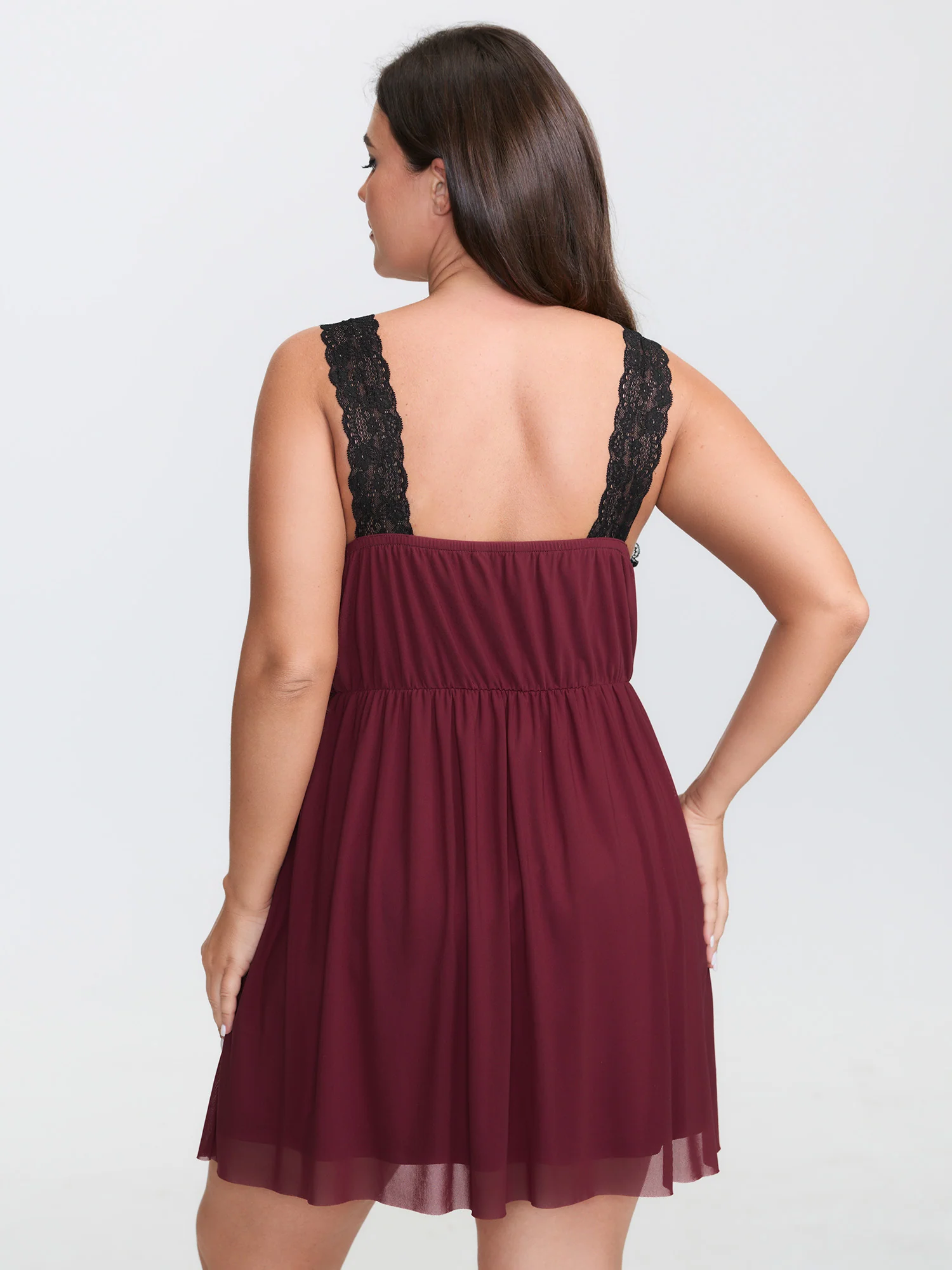 Deep Lace Neckline Cinched Nightgown - Image 4