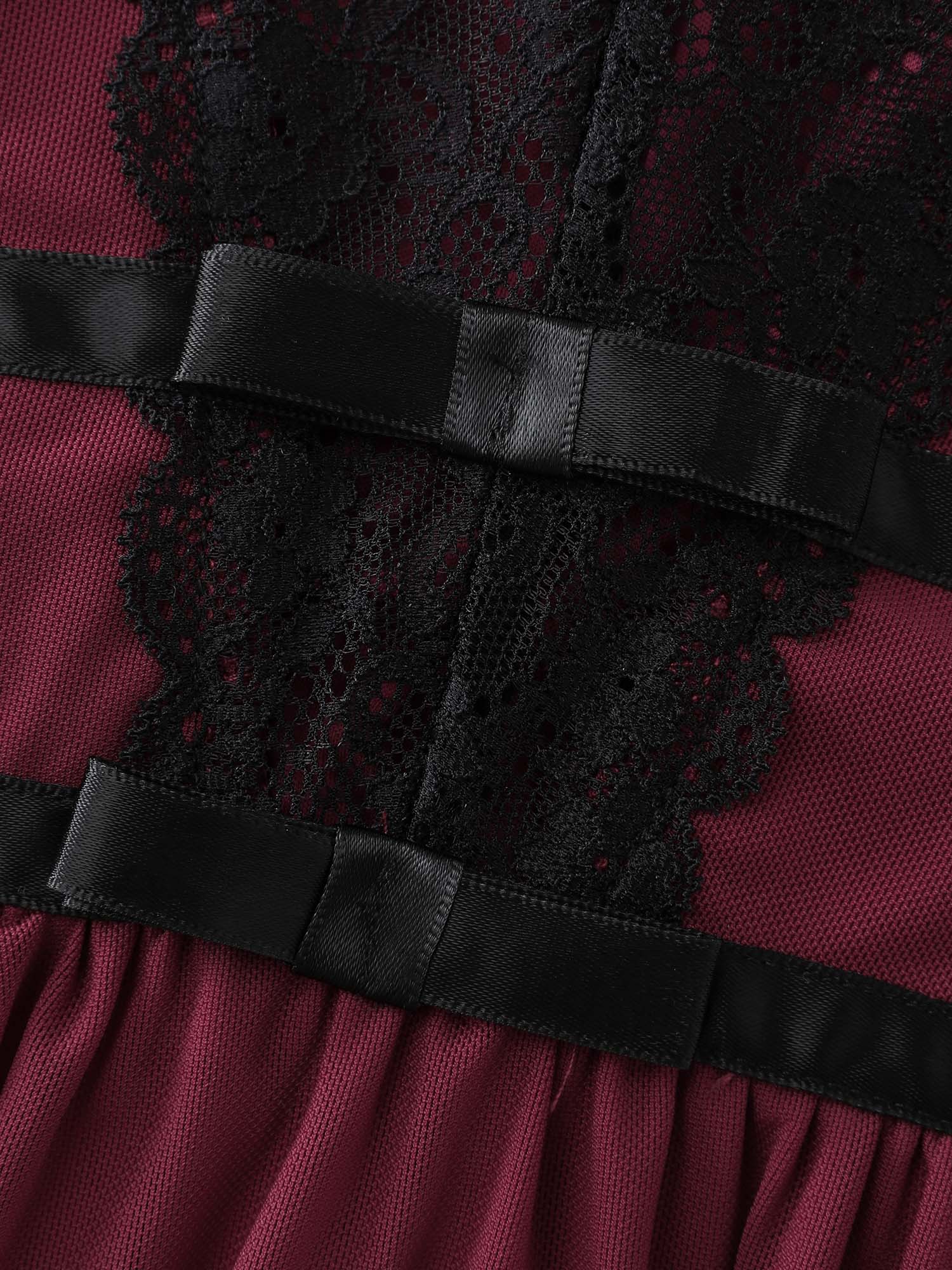 Deep Lace Neckline Cinched Nightgown - Image 5