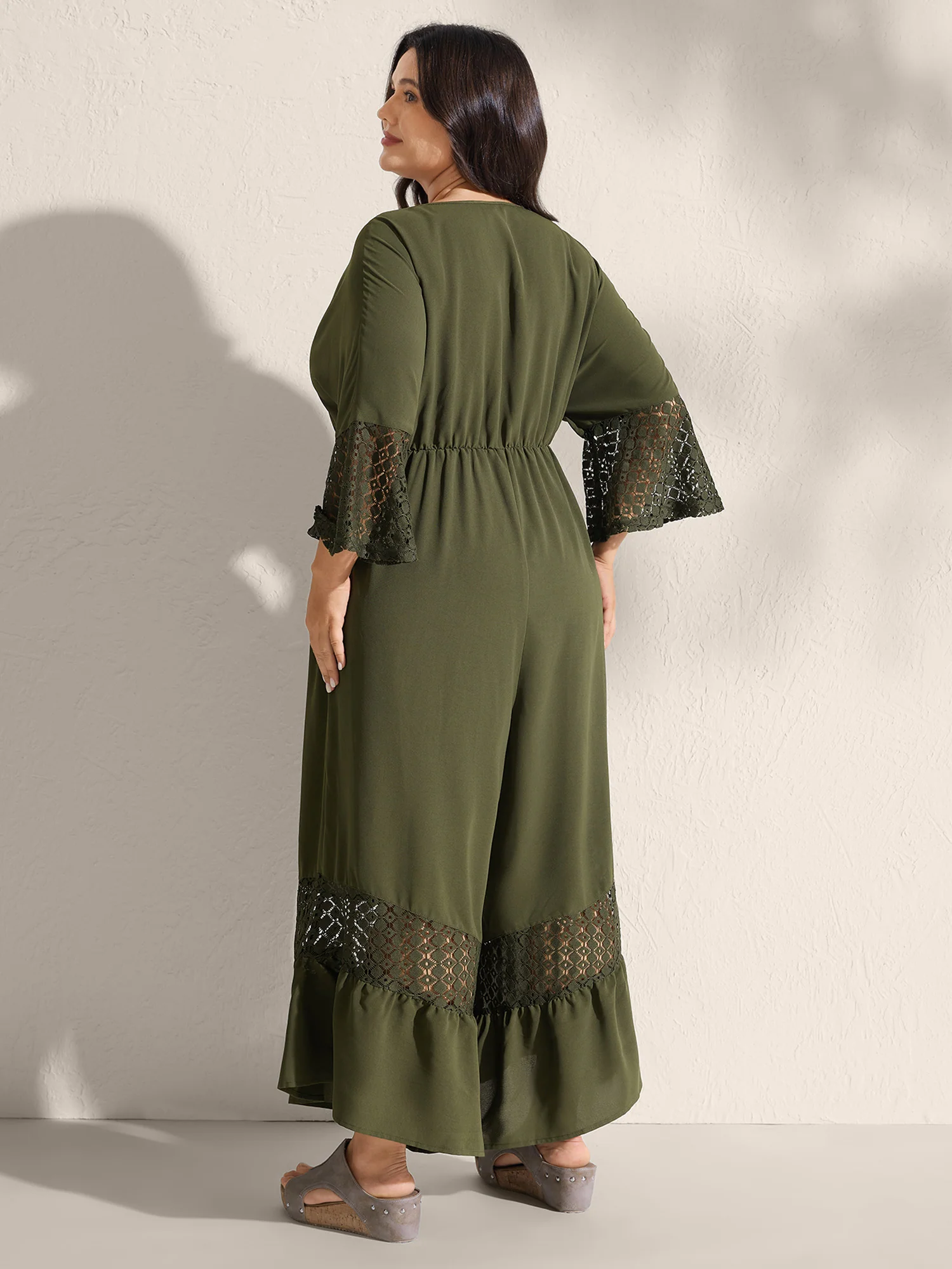 Lace Trim Curvy Tiered Hem Jumpsuit - Image 5