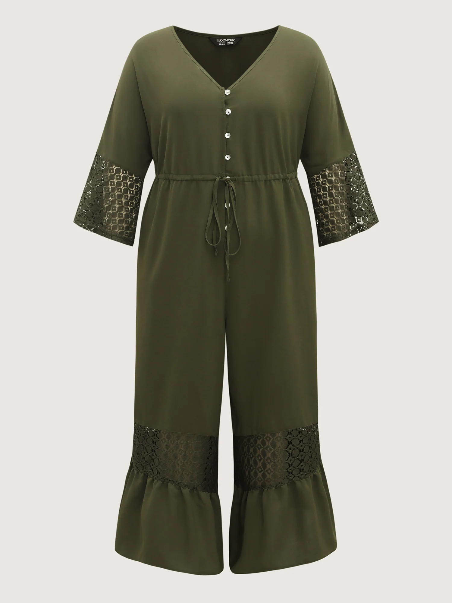 Lace Trim Curvy Tiered Hem Jumpsuit - Image 8