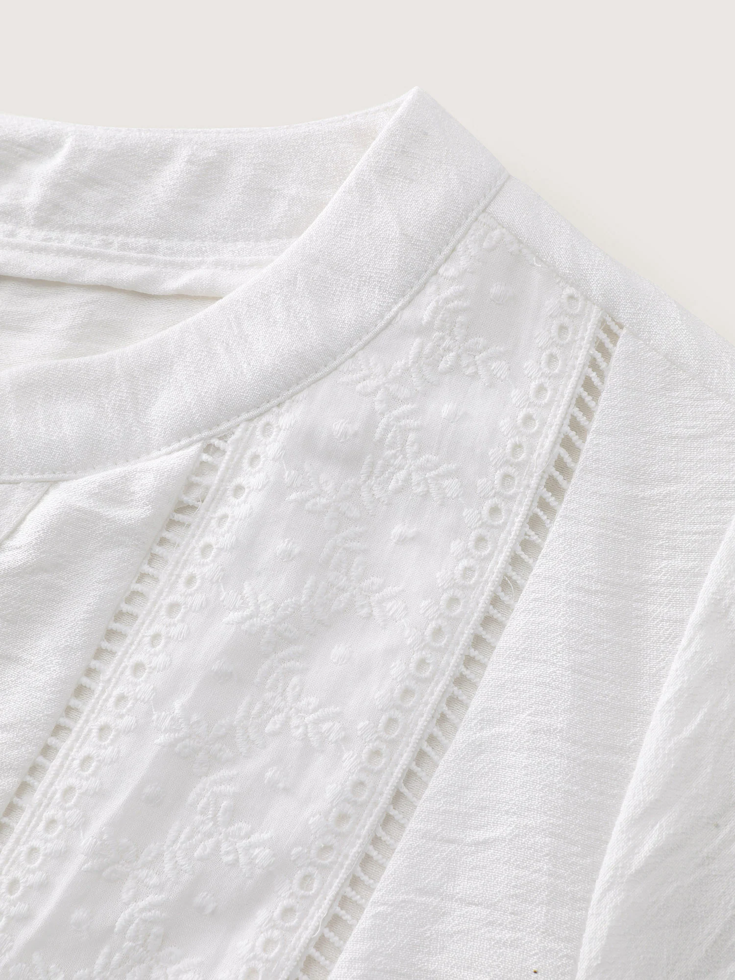 Lace Trim Drawstring Waist Plain Blouse - Image 5