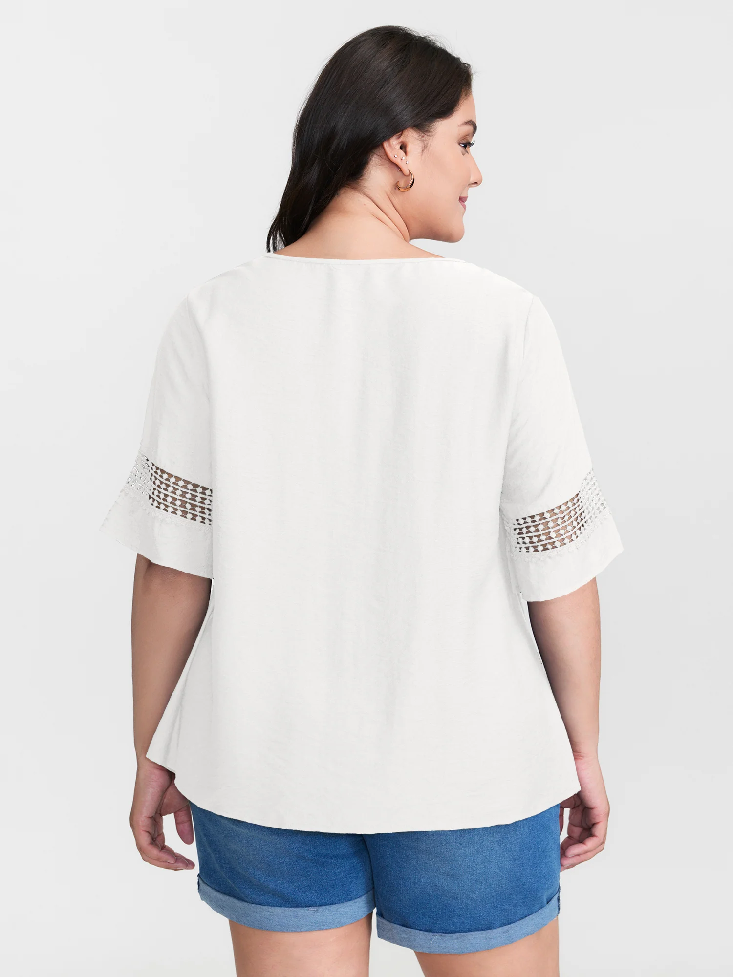 Lace Trim Gathered Front Blouse - Image 11