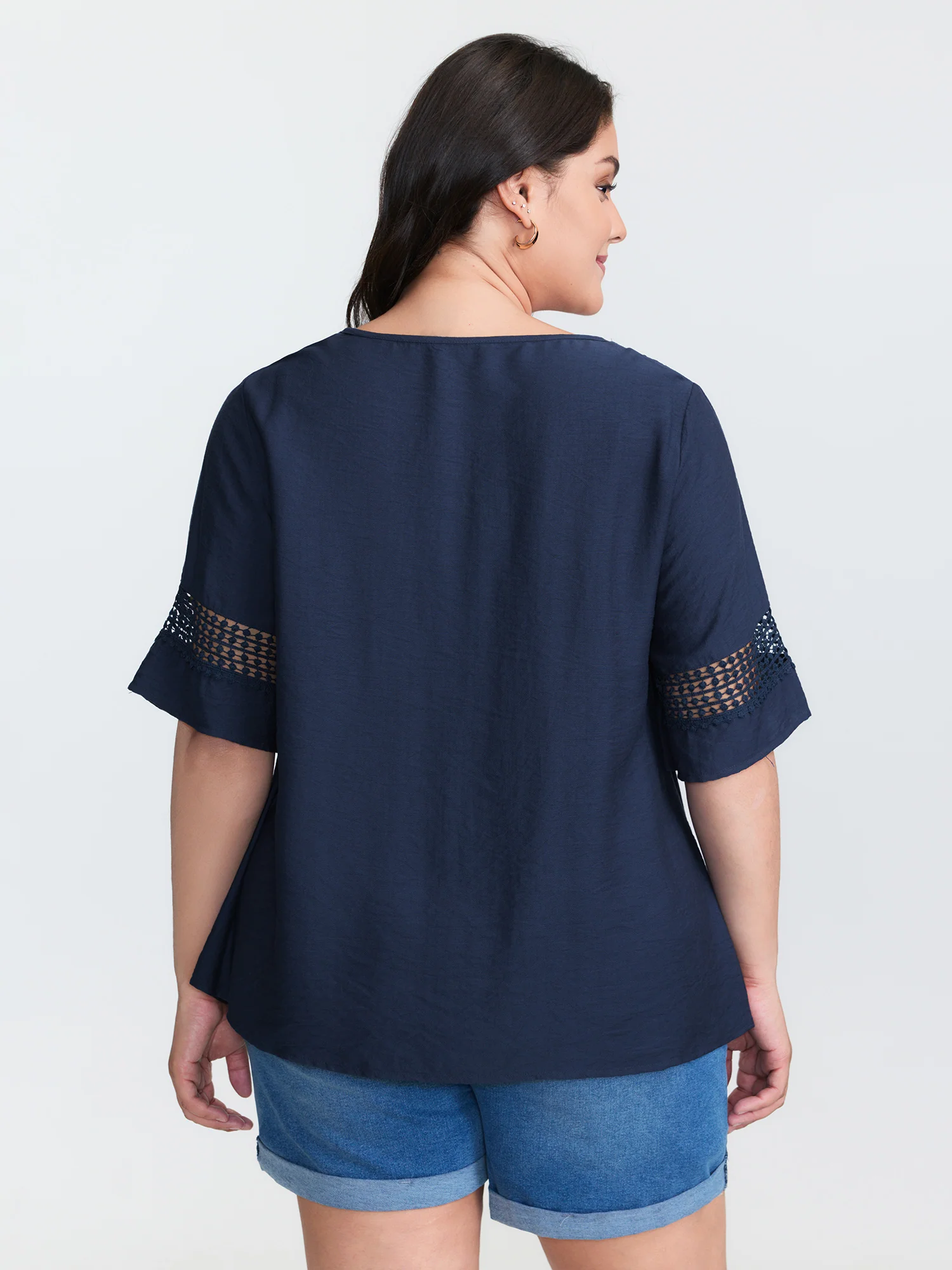 Lace Trim Gathered Front Blouse - Image 4