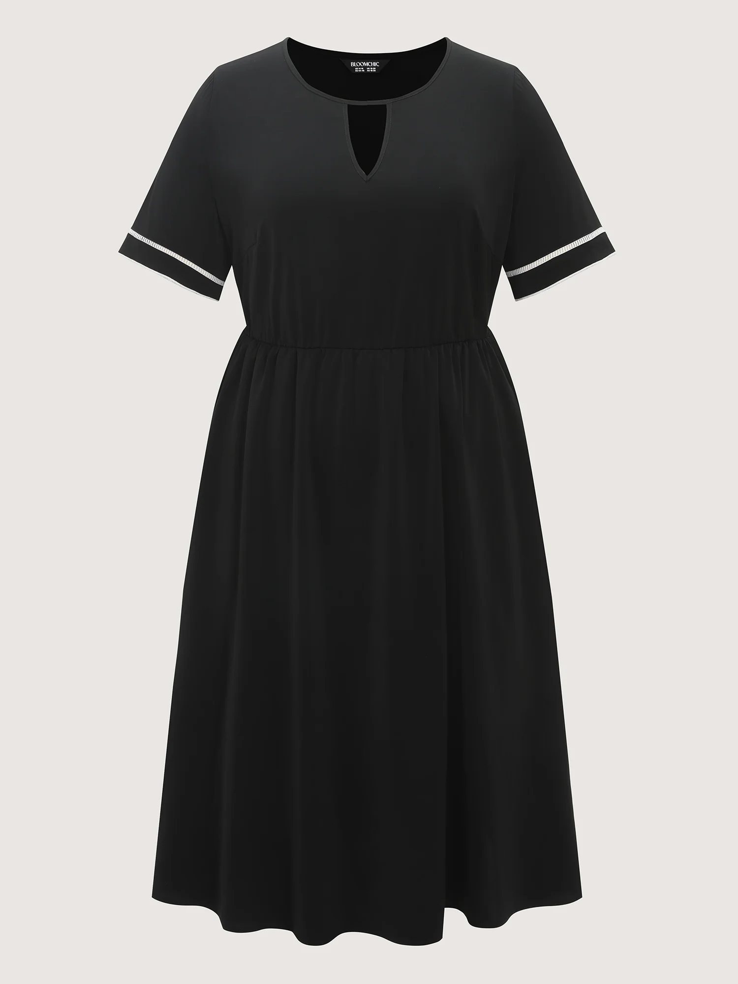 Lace Trim Keyhole Neckline Solid Midi Dress - Image 7
