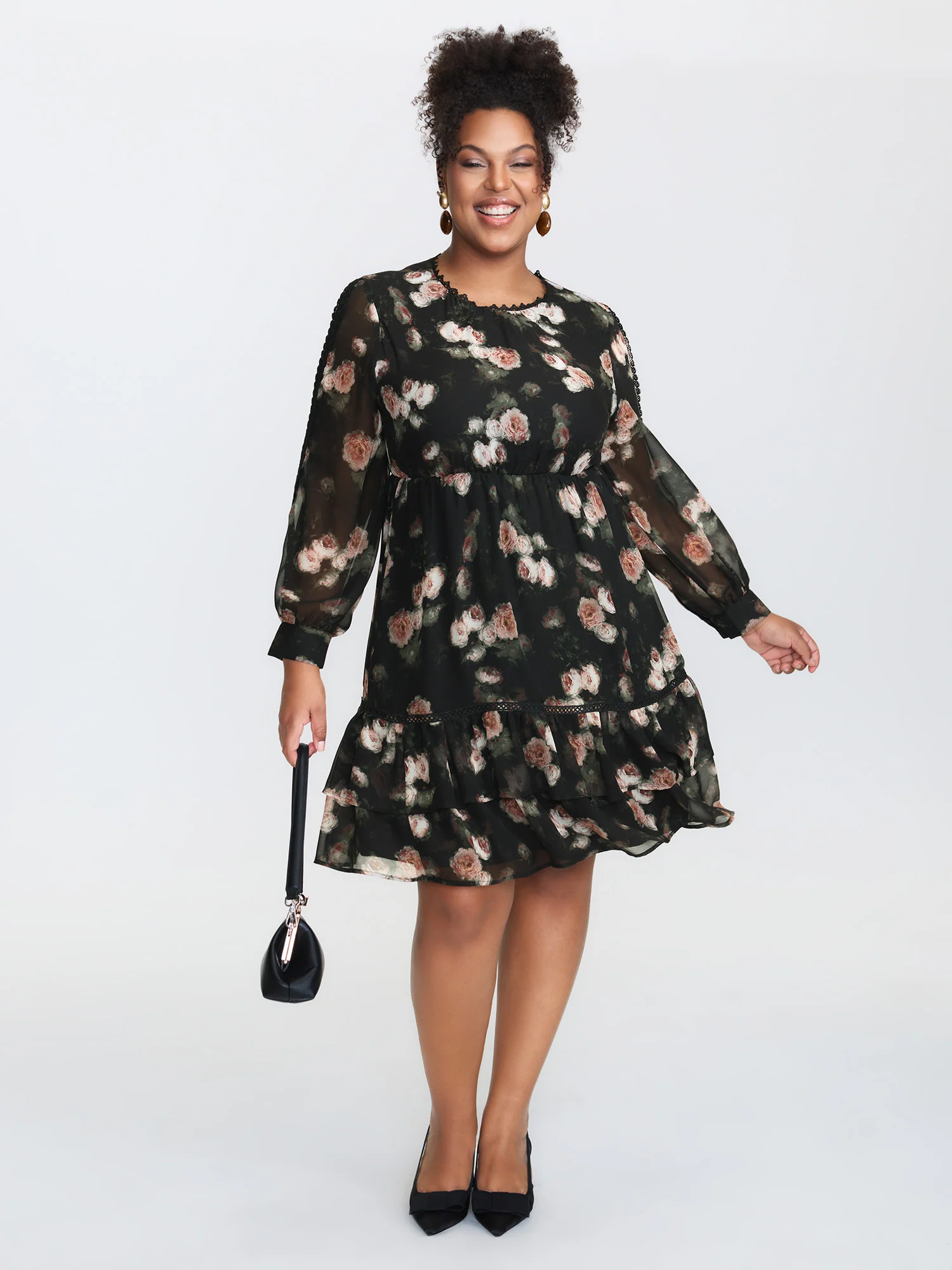 Lace Trim Layered Sheer Midi Dress - Image 2