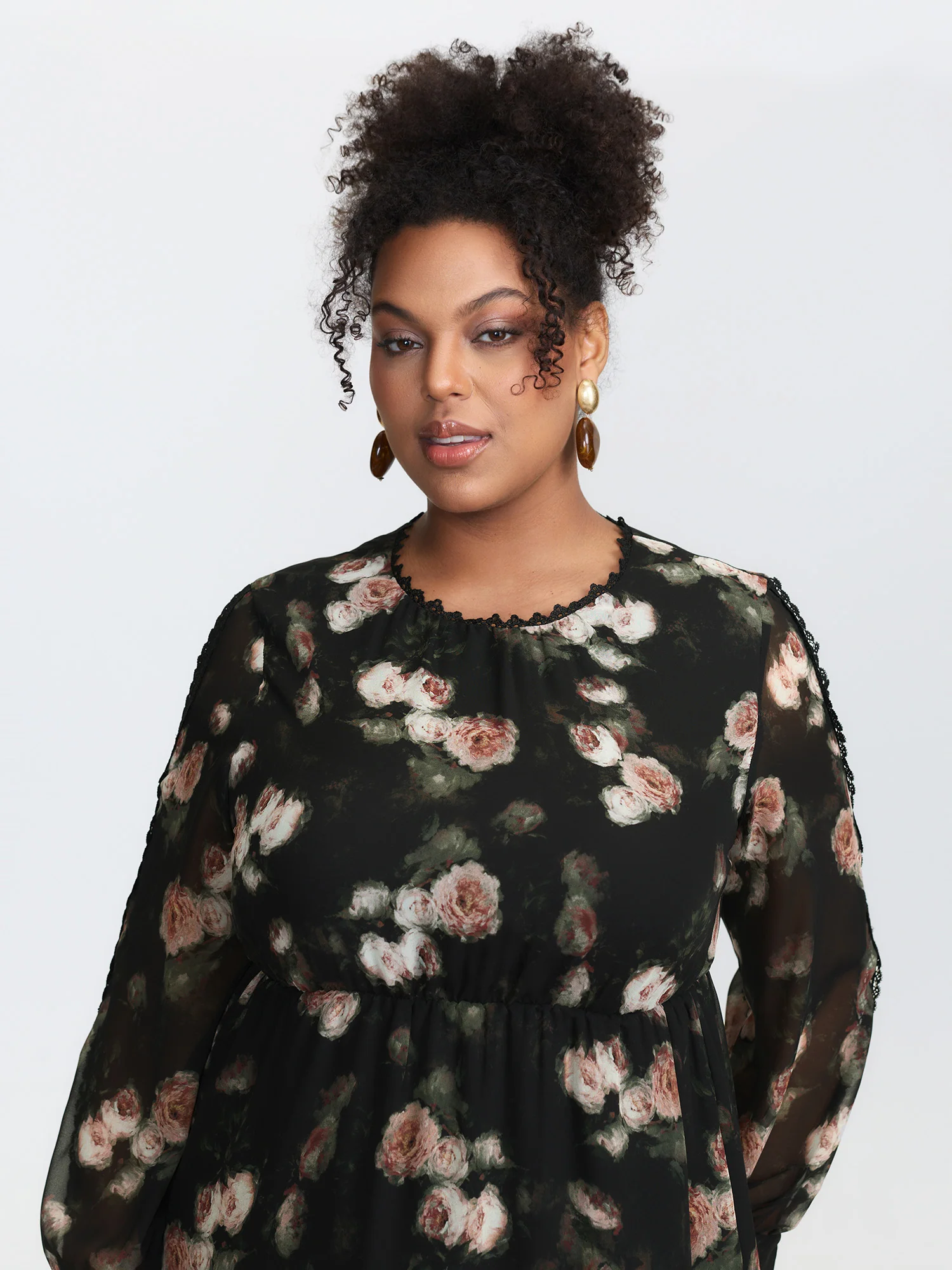 Lace Trim Layered Sheer Midi Dress - Image 3