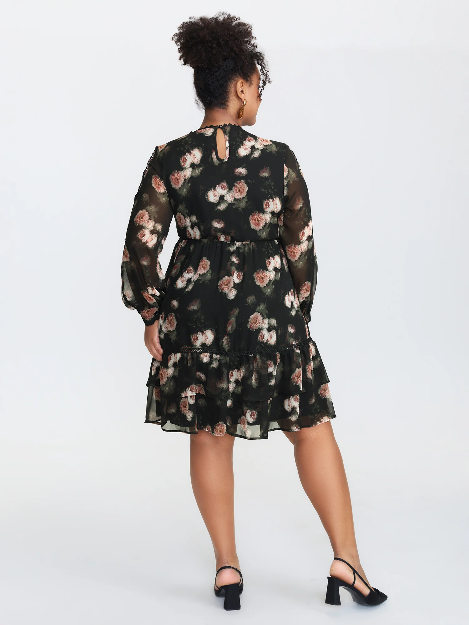 Lace Trim Layered Sheer Midi Dress - Image 5