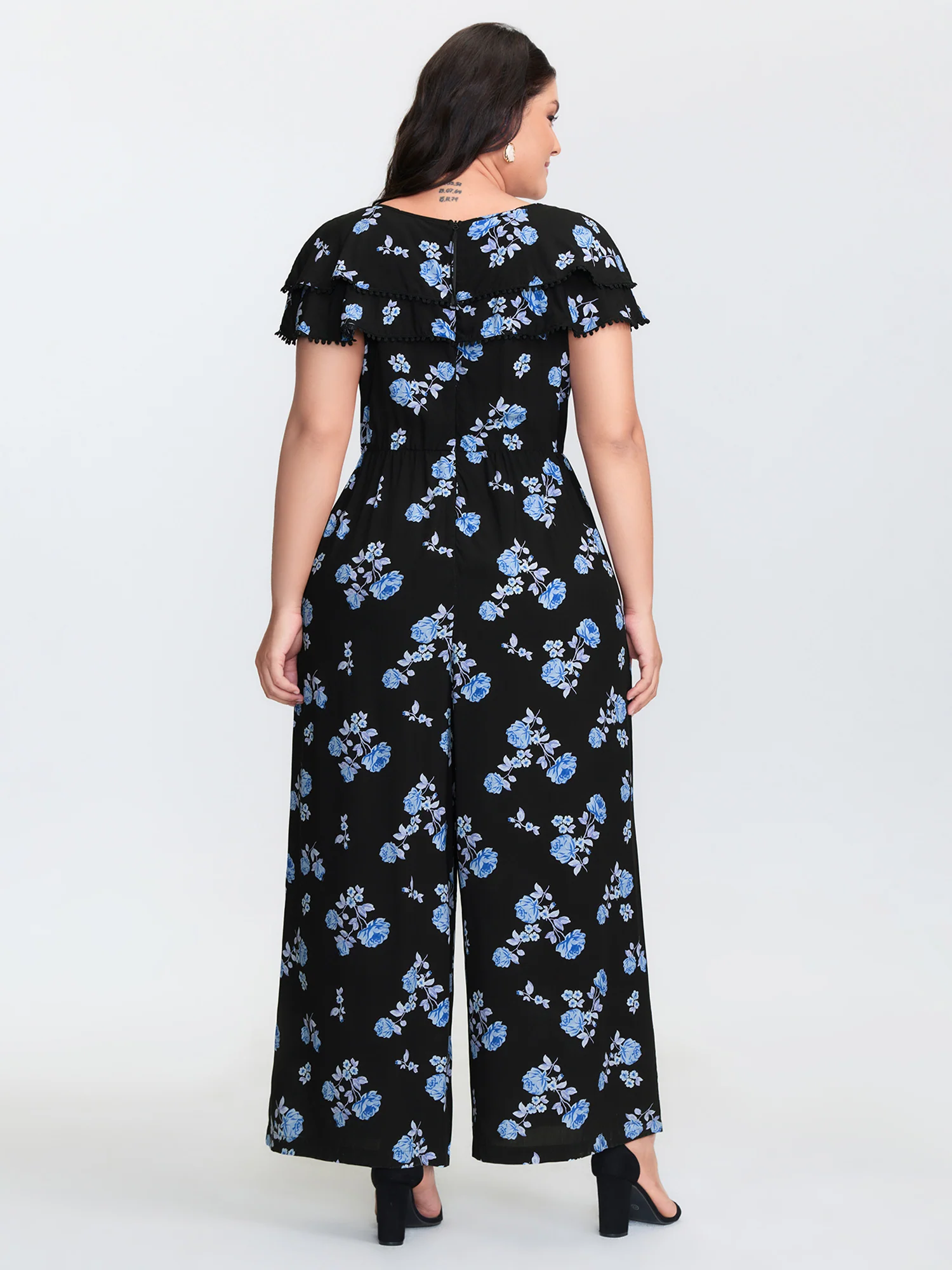 Lace Trim Layered V-Neck Jumpsuit - Image 4