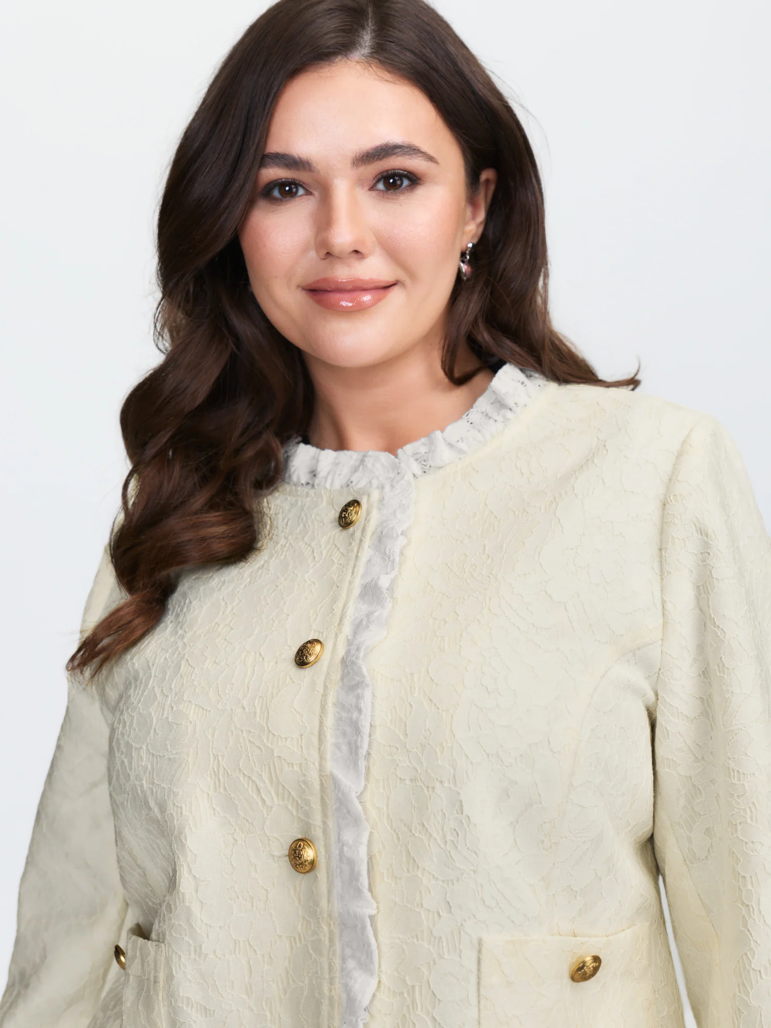 Lace Trim Metal Buttons Blazer - Image 2