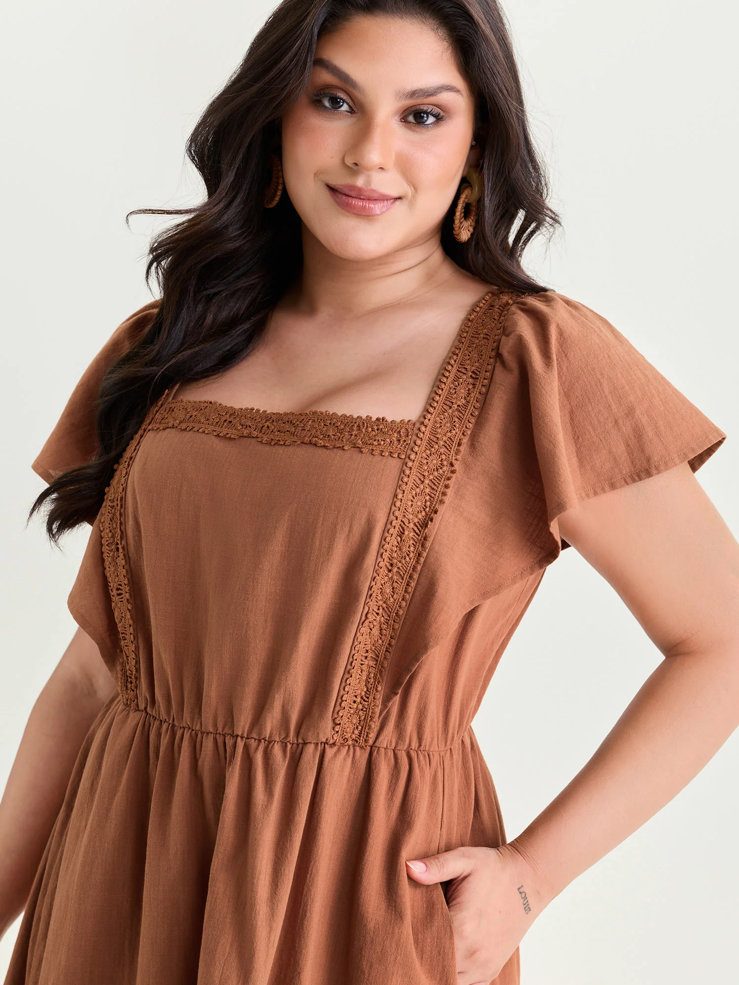 Lace Trim Open Back Midi Dress - Image 3