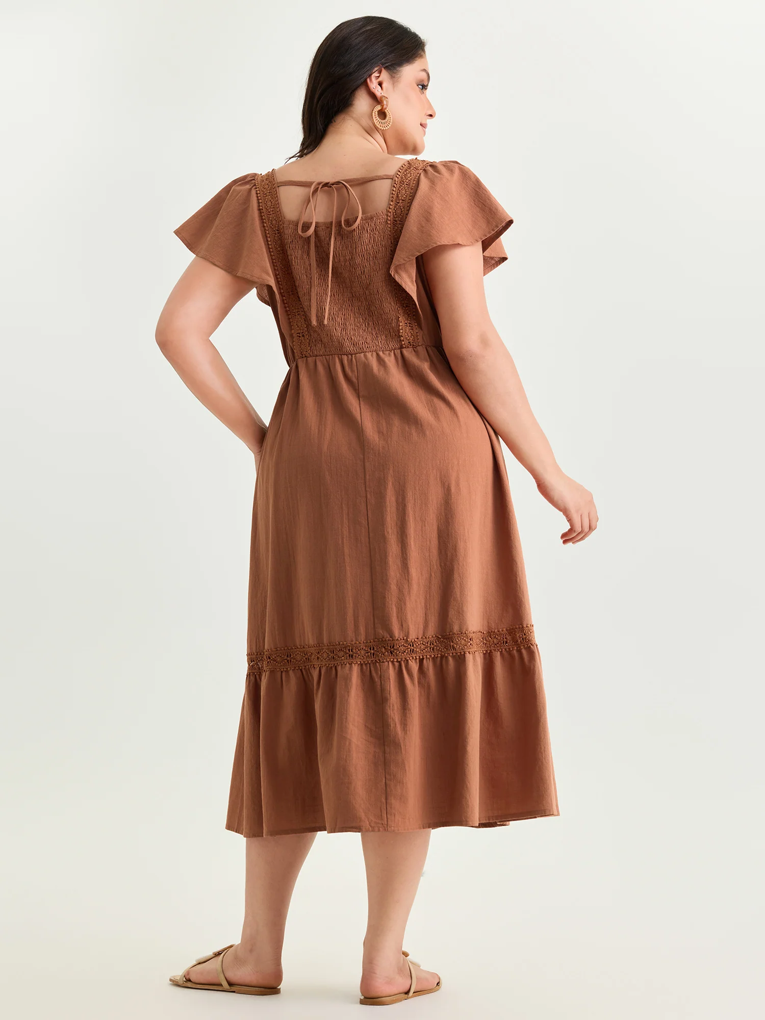 Lace Trim Open Back Midi Dress - Image 4