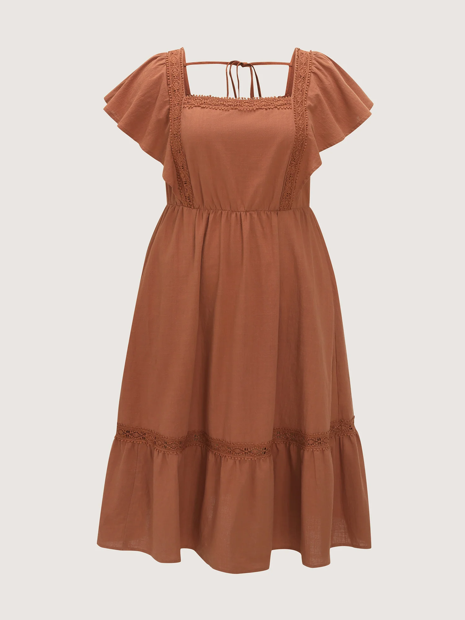 Lace Trim Open Back Midi Dress - Image 7