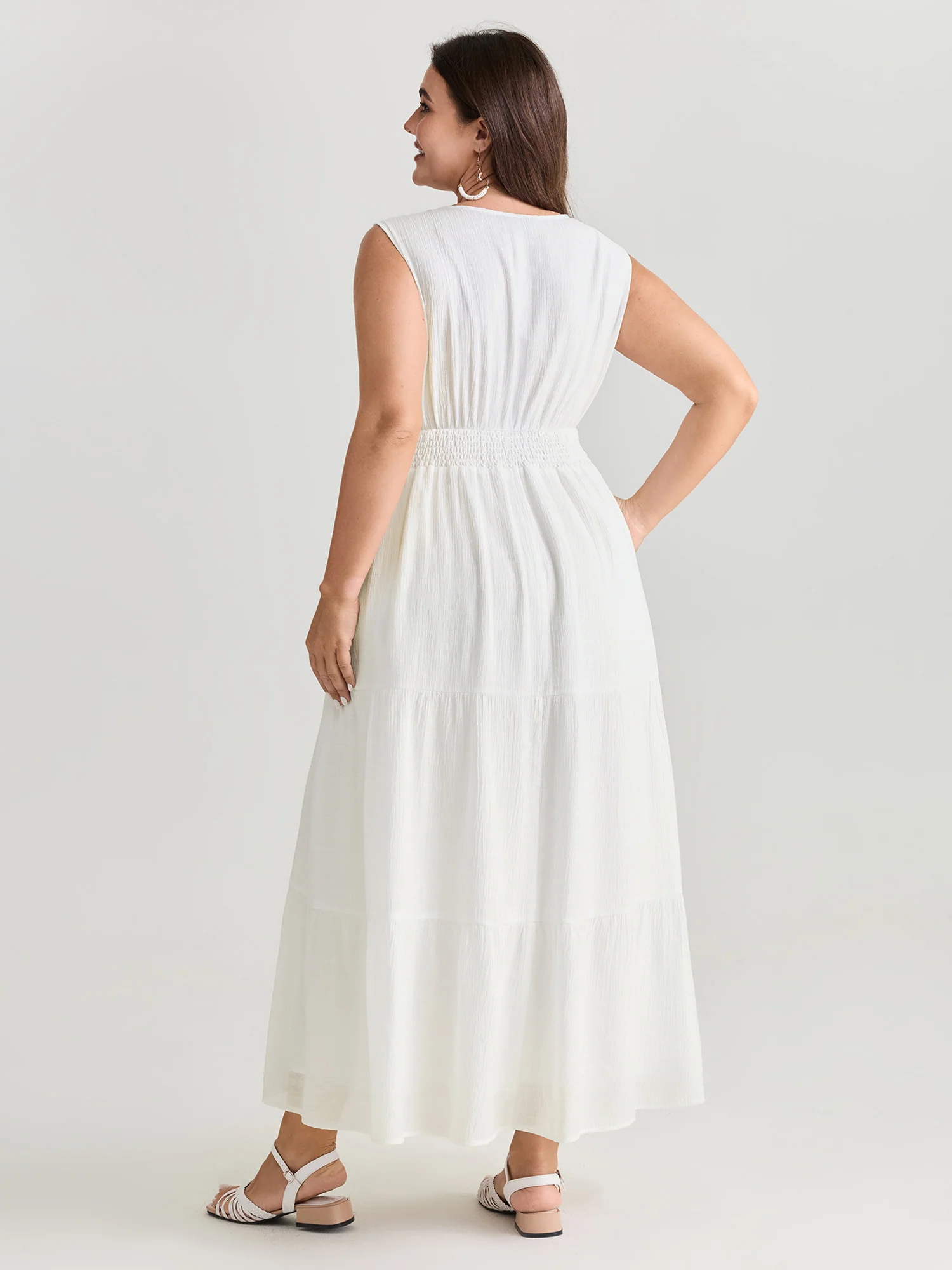 Lace Trim Overlap Neckline Tiered Maxi Dress - Image 4