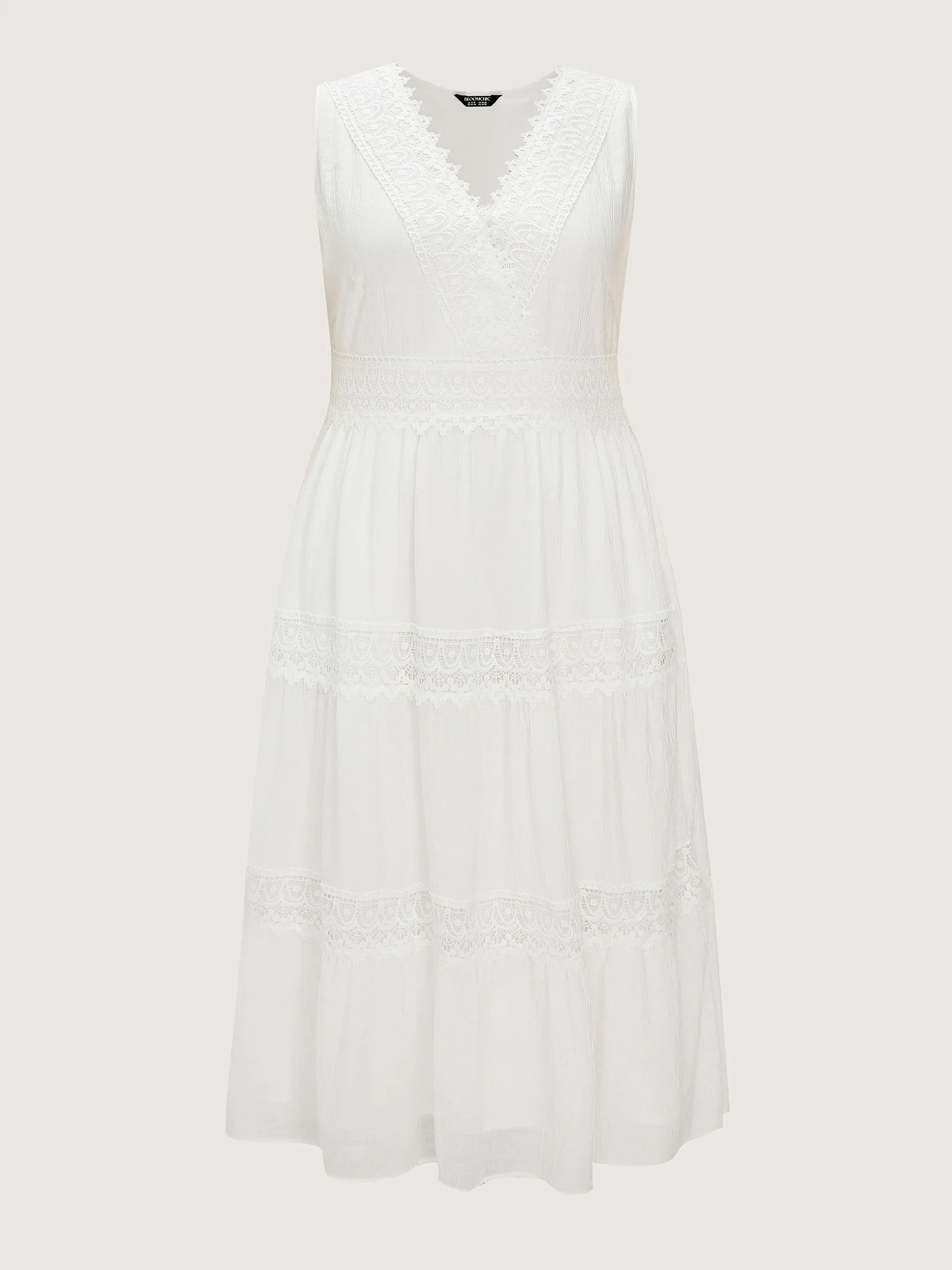 Lace Trim Overlap Neckline Tiered Maxi Dress - Image 7