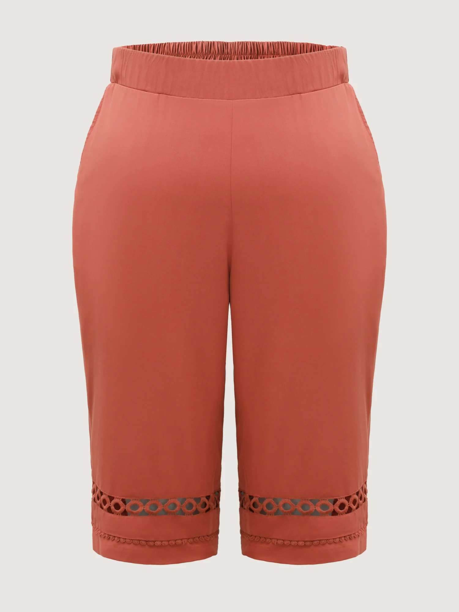 Lace Trim Plain Straight-Leg Pants - Image 5