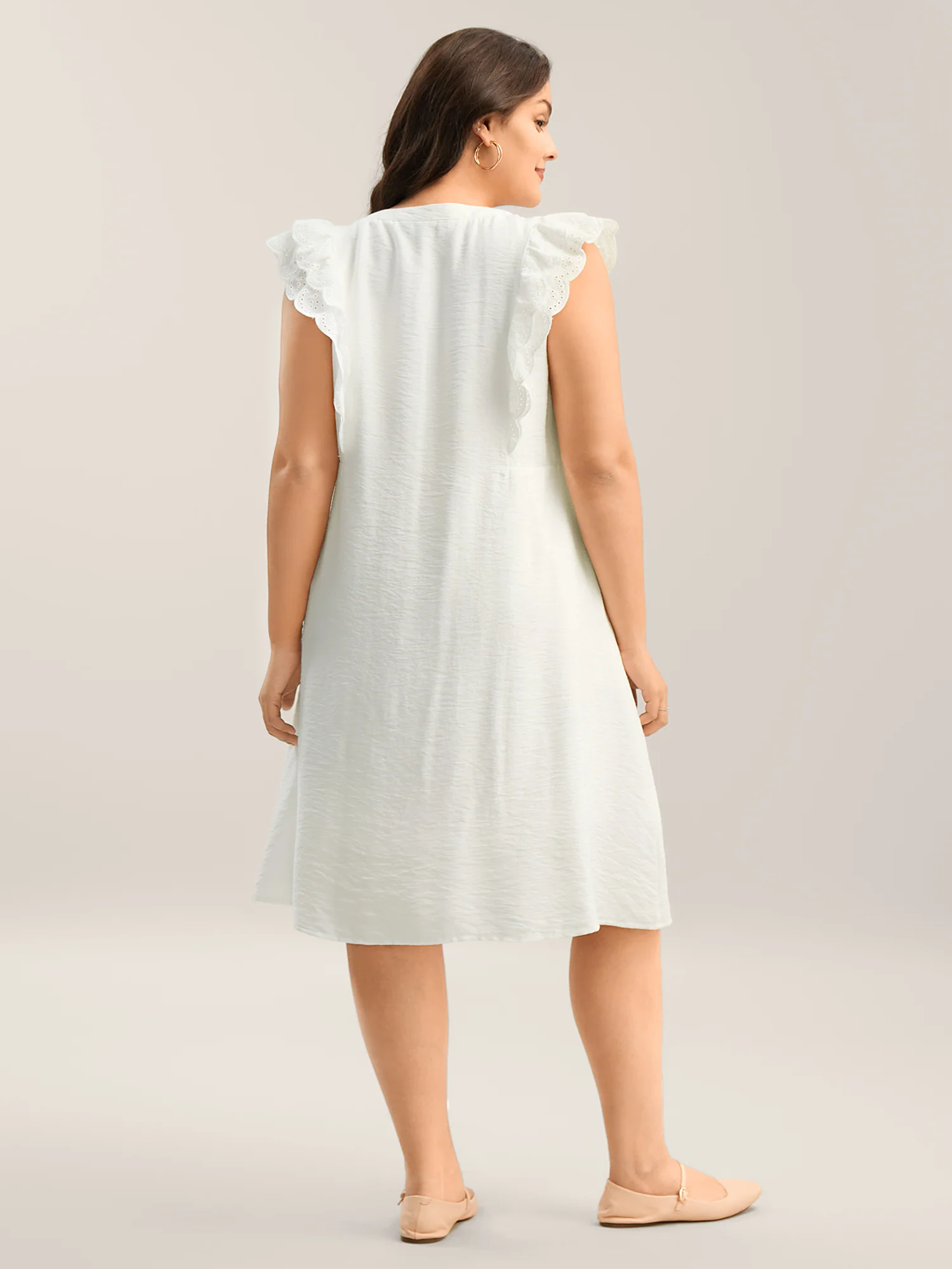 Lace Trim Pleated Button Shirt Dress - Image 4