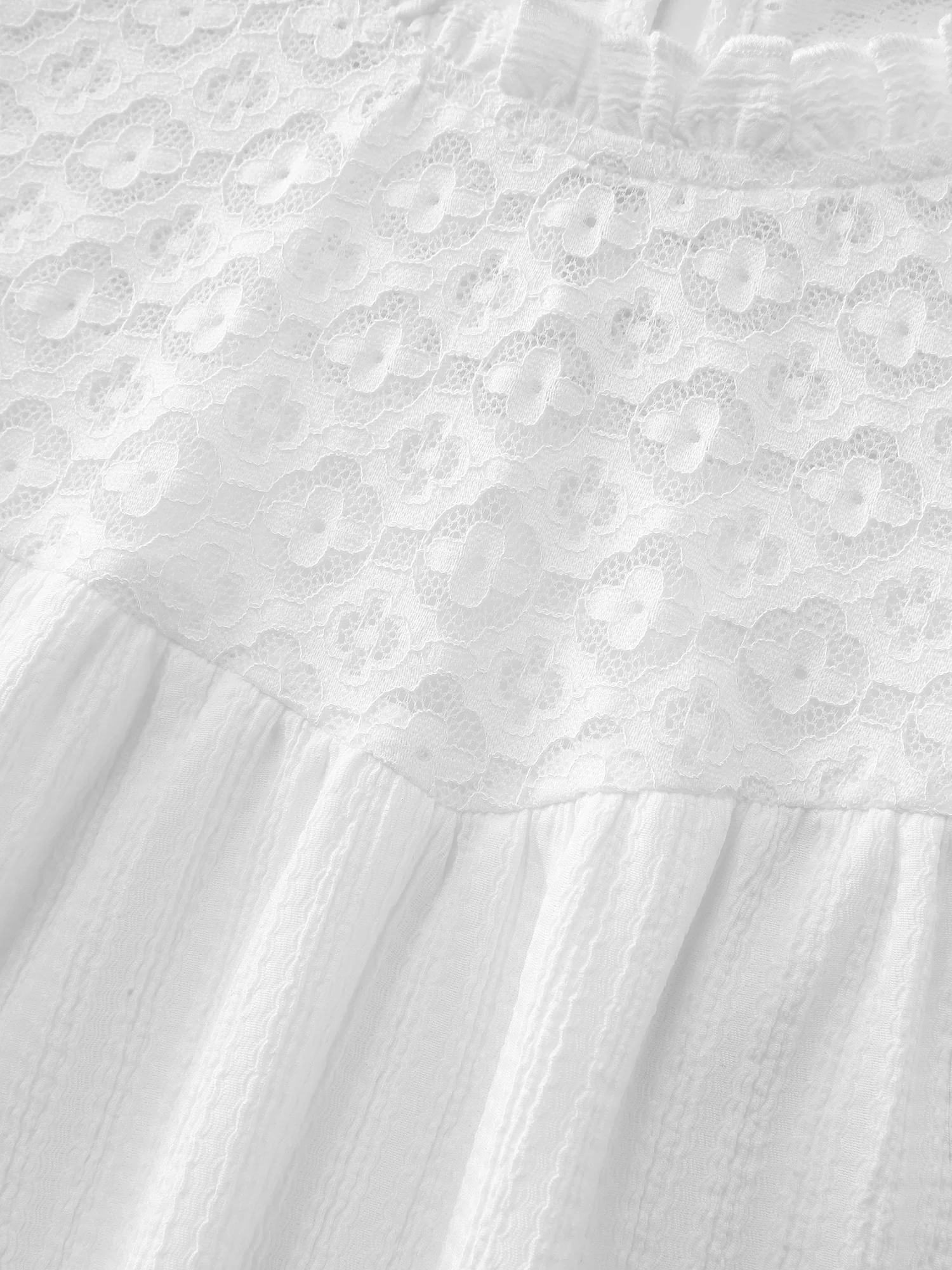Lace Trim Pleated Flowy-Fit Blouse - Image 7