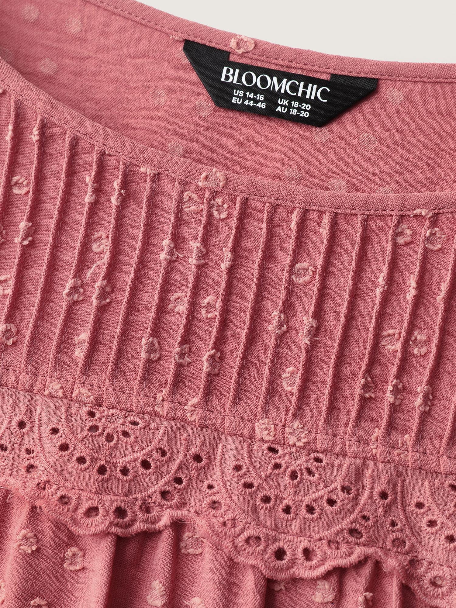 Lace Trim Pleated Textured Blouse - Image 6