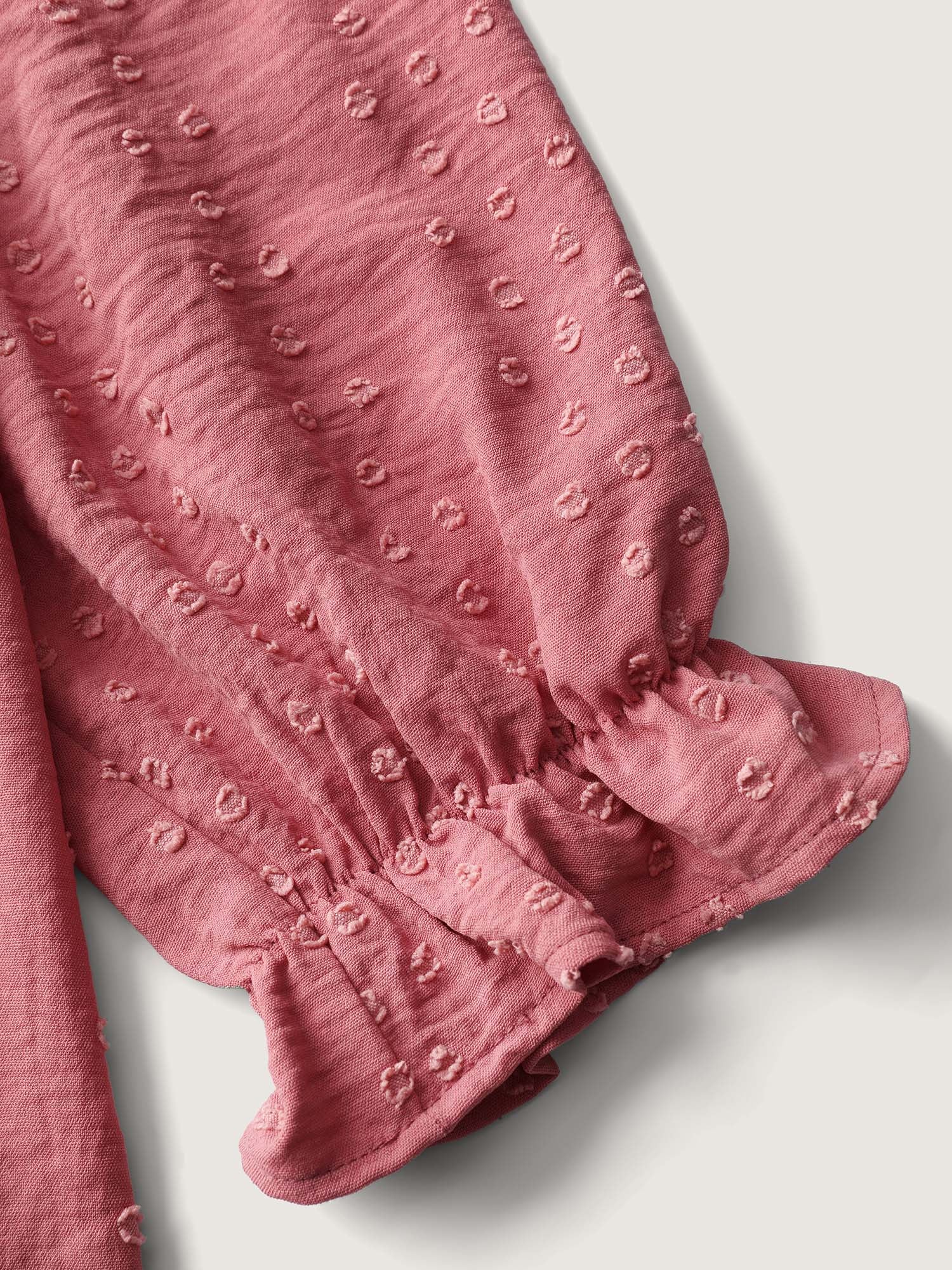 Lace Trim Pleated Textured Blouse - Image 7
