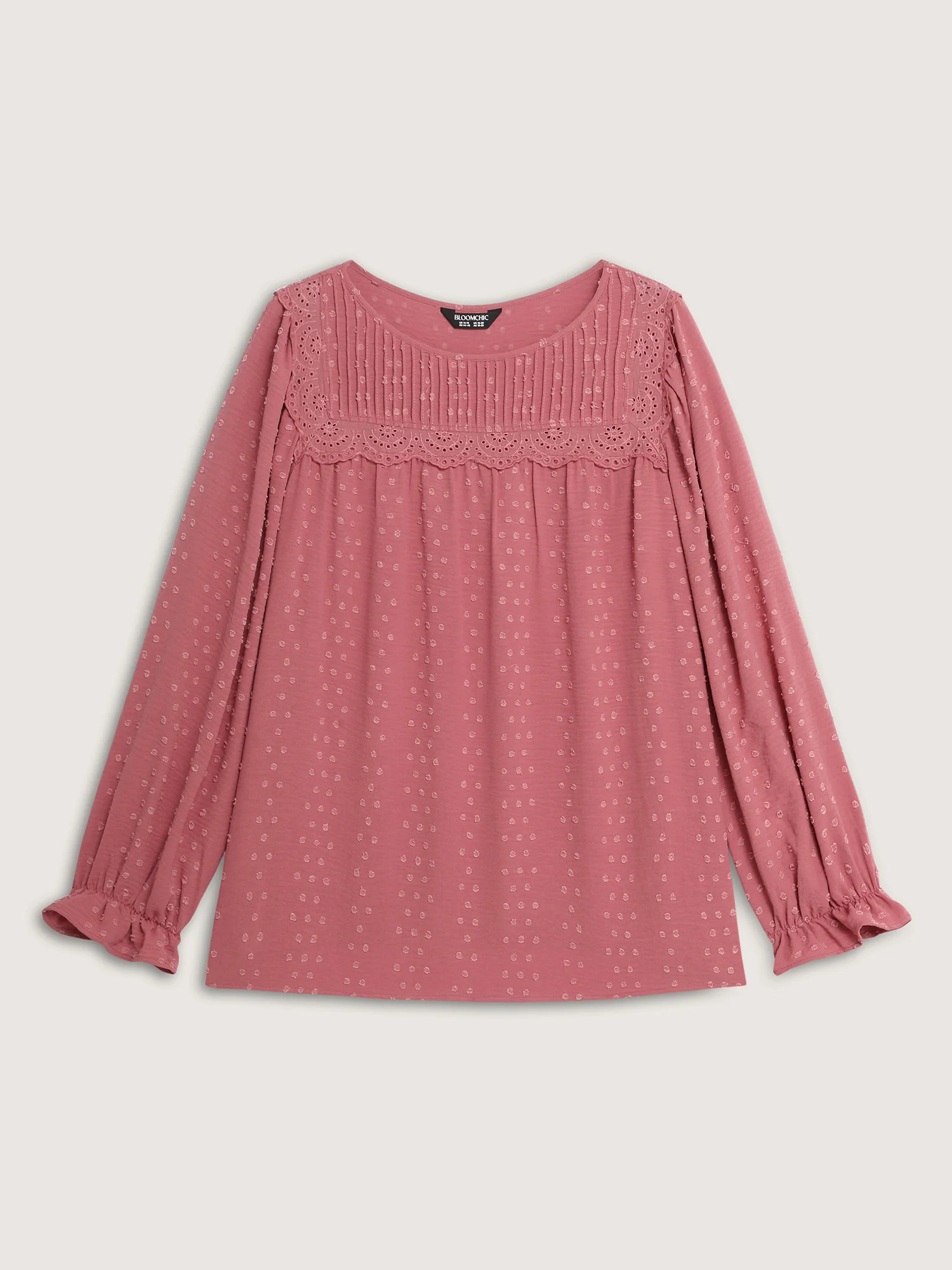 Lace Trim Pleated Textured Blouse - Image 8