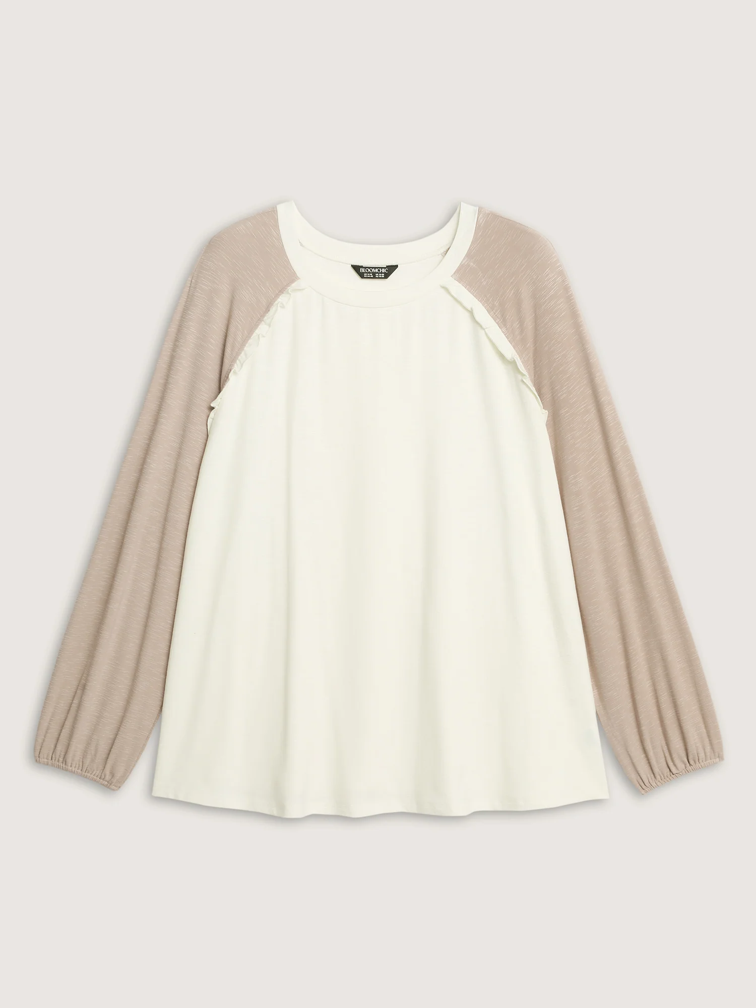 Lace Trim Raglan Sleeve Color Contrast T-Shirt - Image 7