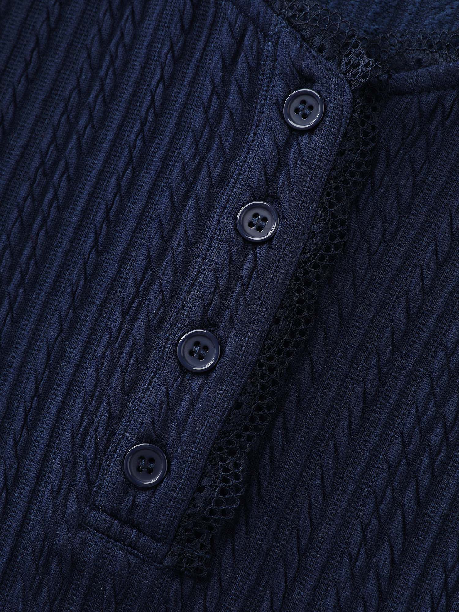 Lace Trim Ribbed V-Neck T-Shirt - Image 5