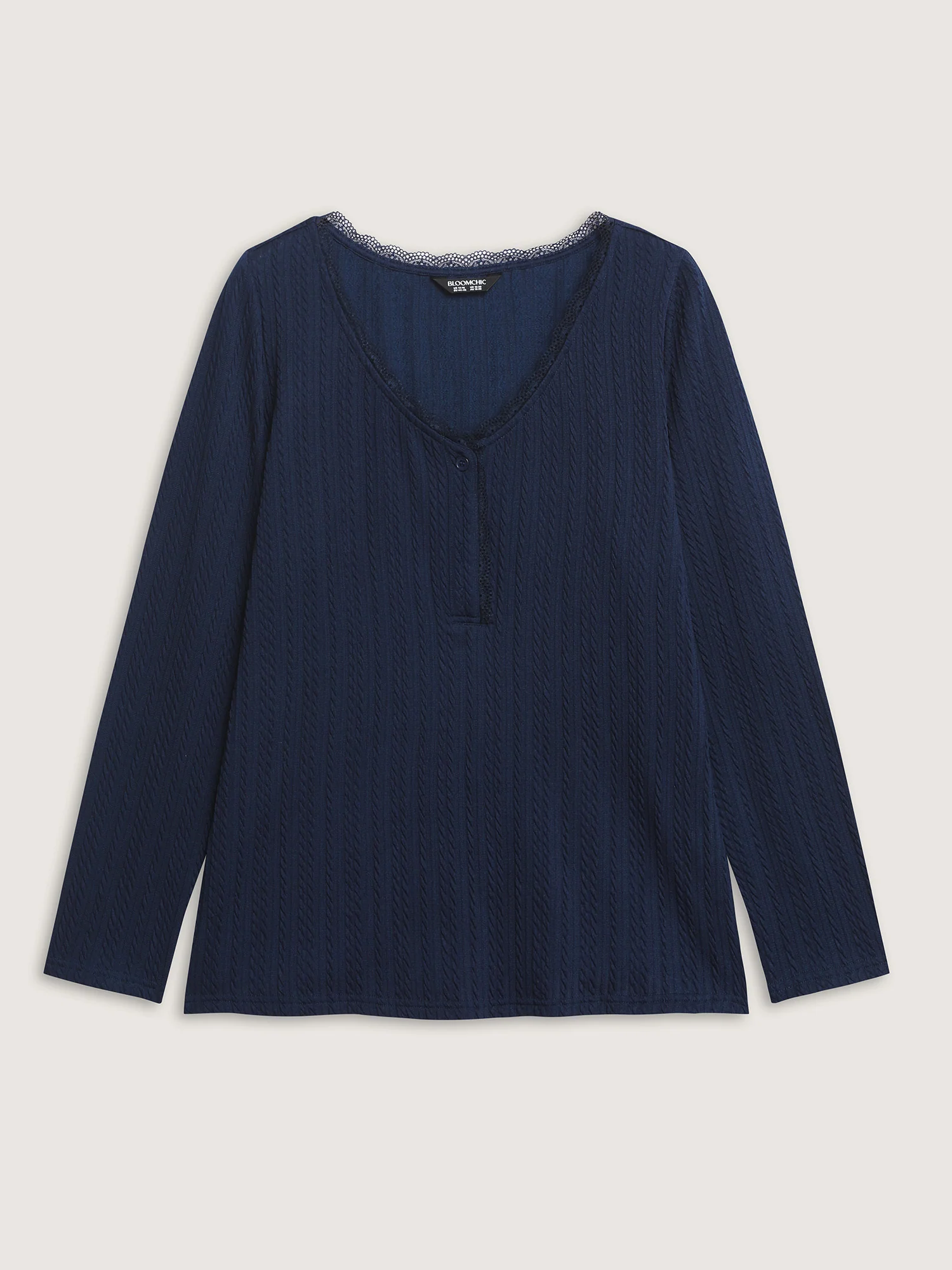 Lace Trim Ribbed V-Neck T-Shirt - Image 7