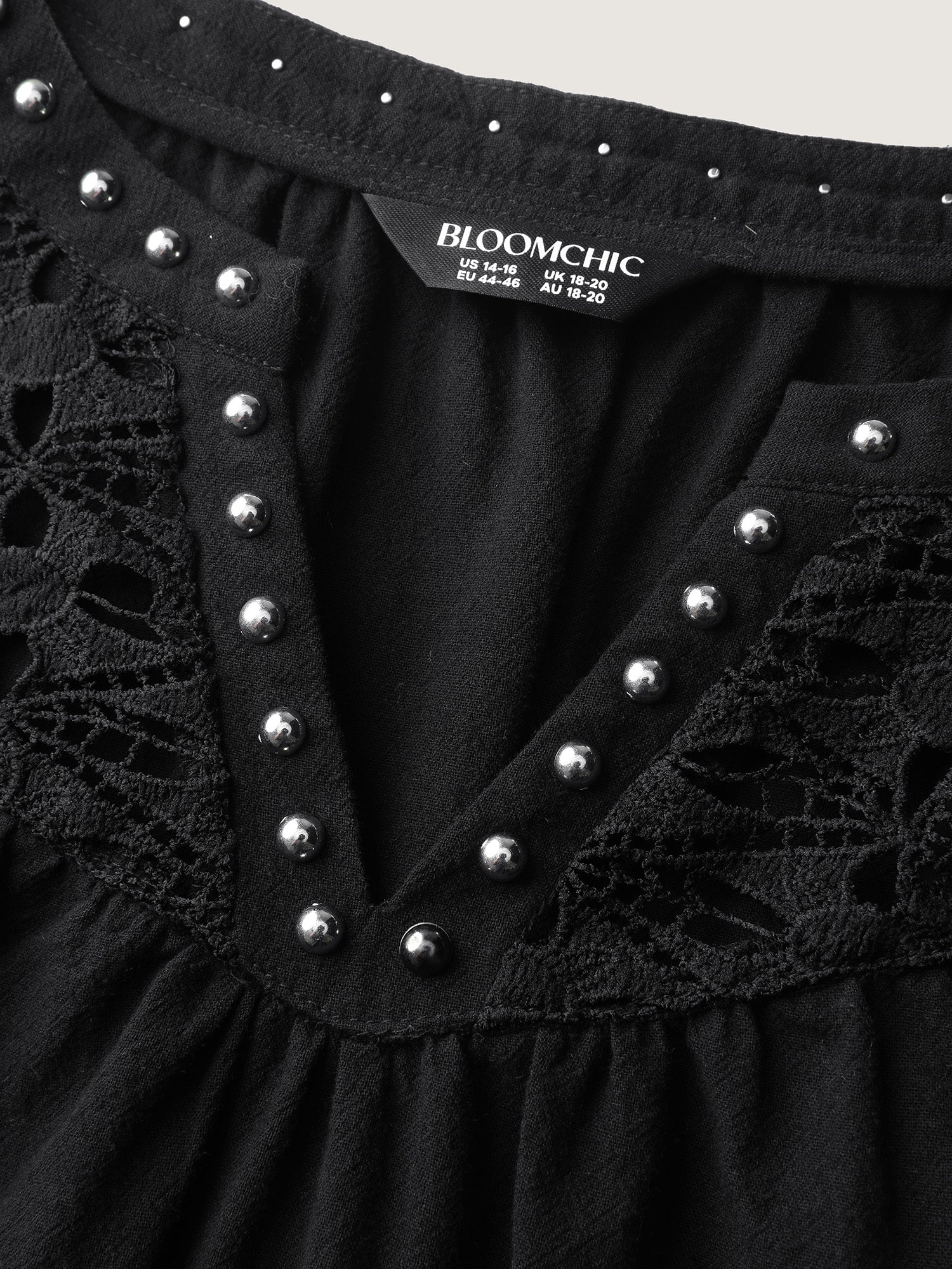 Lace Trim Rivets Cut-Out Blouse - Image 5