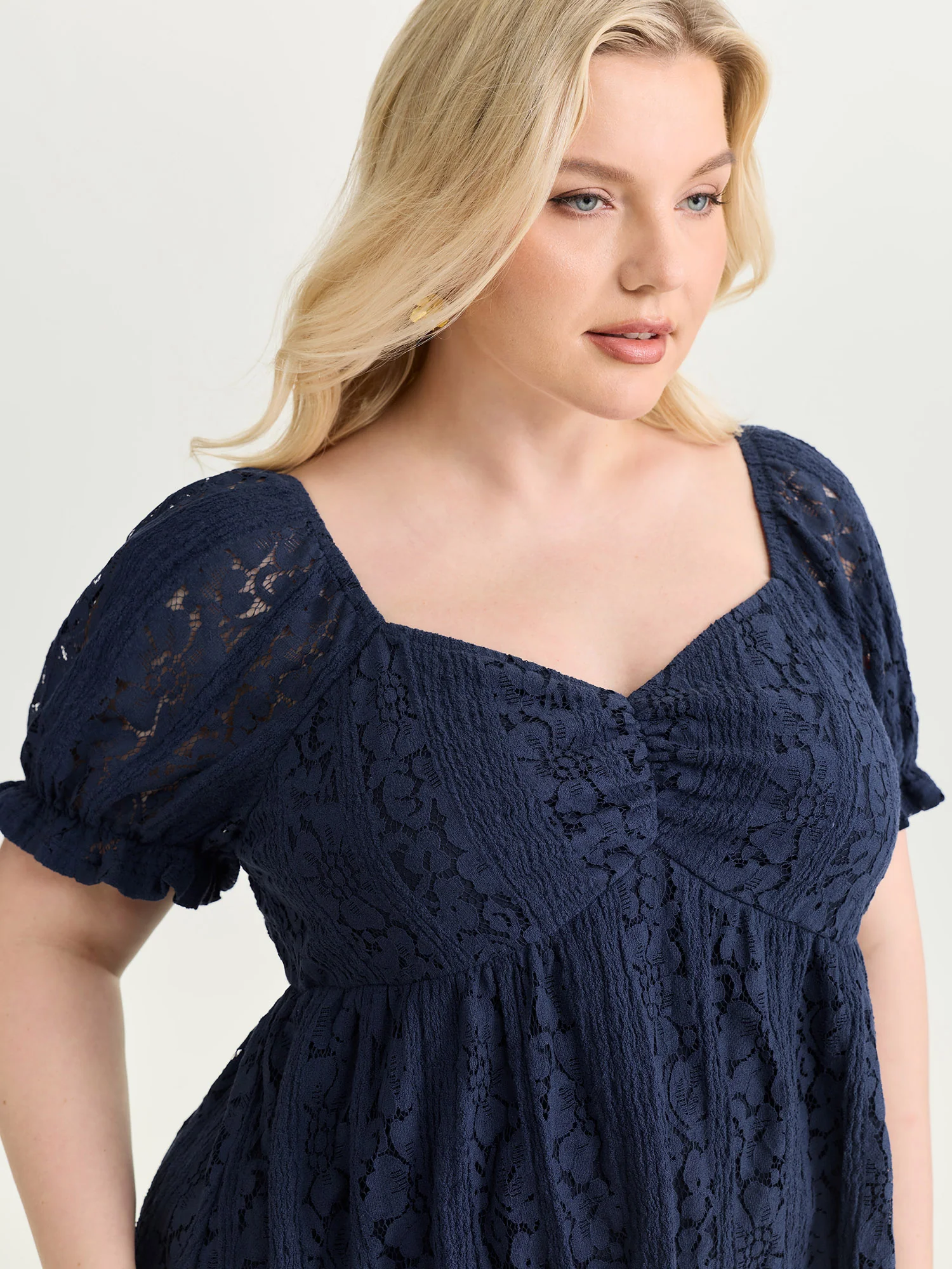 Lace Trim Ruched Bodice Blouse - Image 2