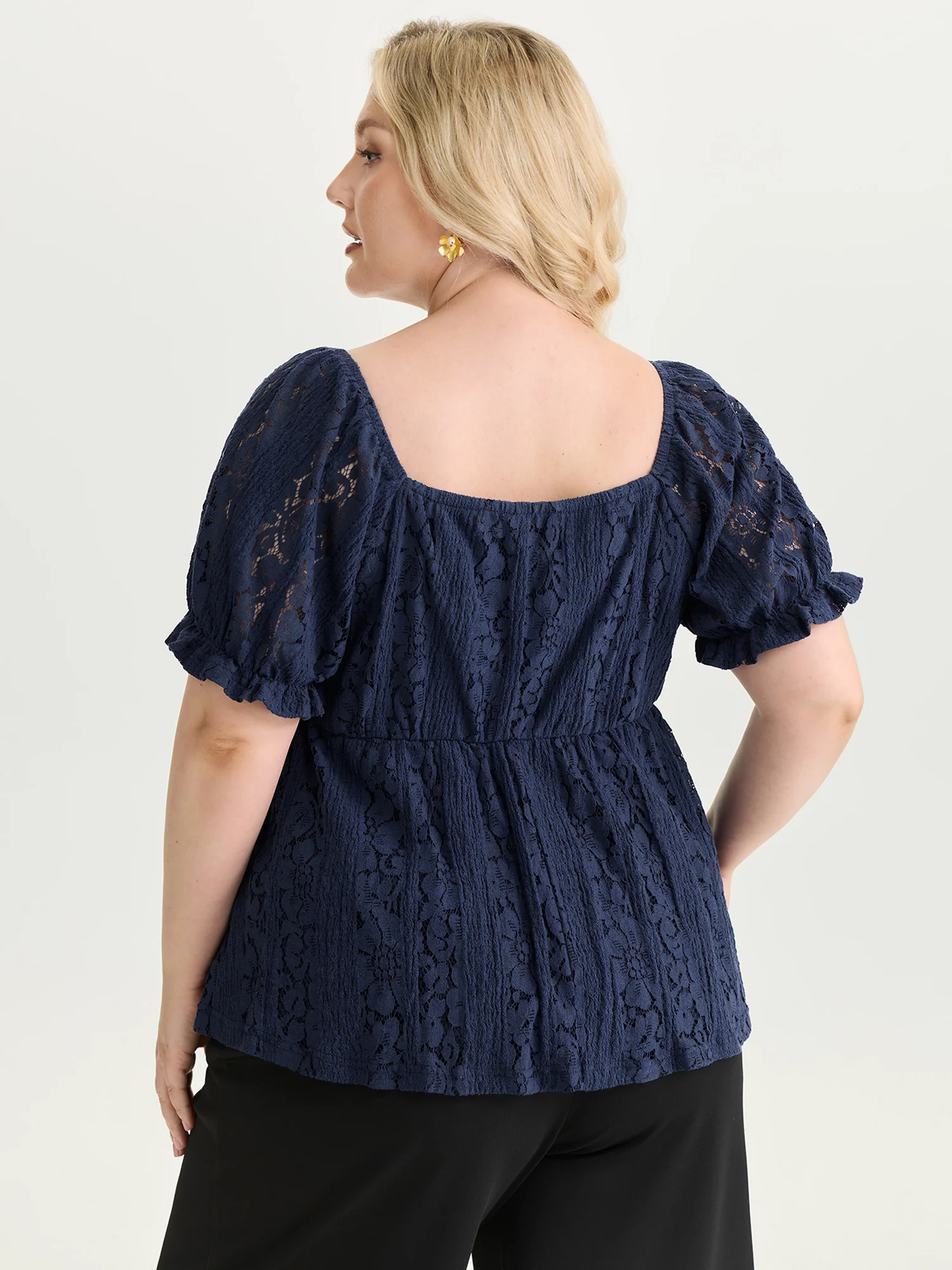 Lace Trim Ruched Bodice Blouse - Image 4