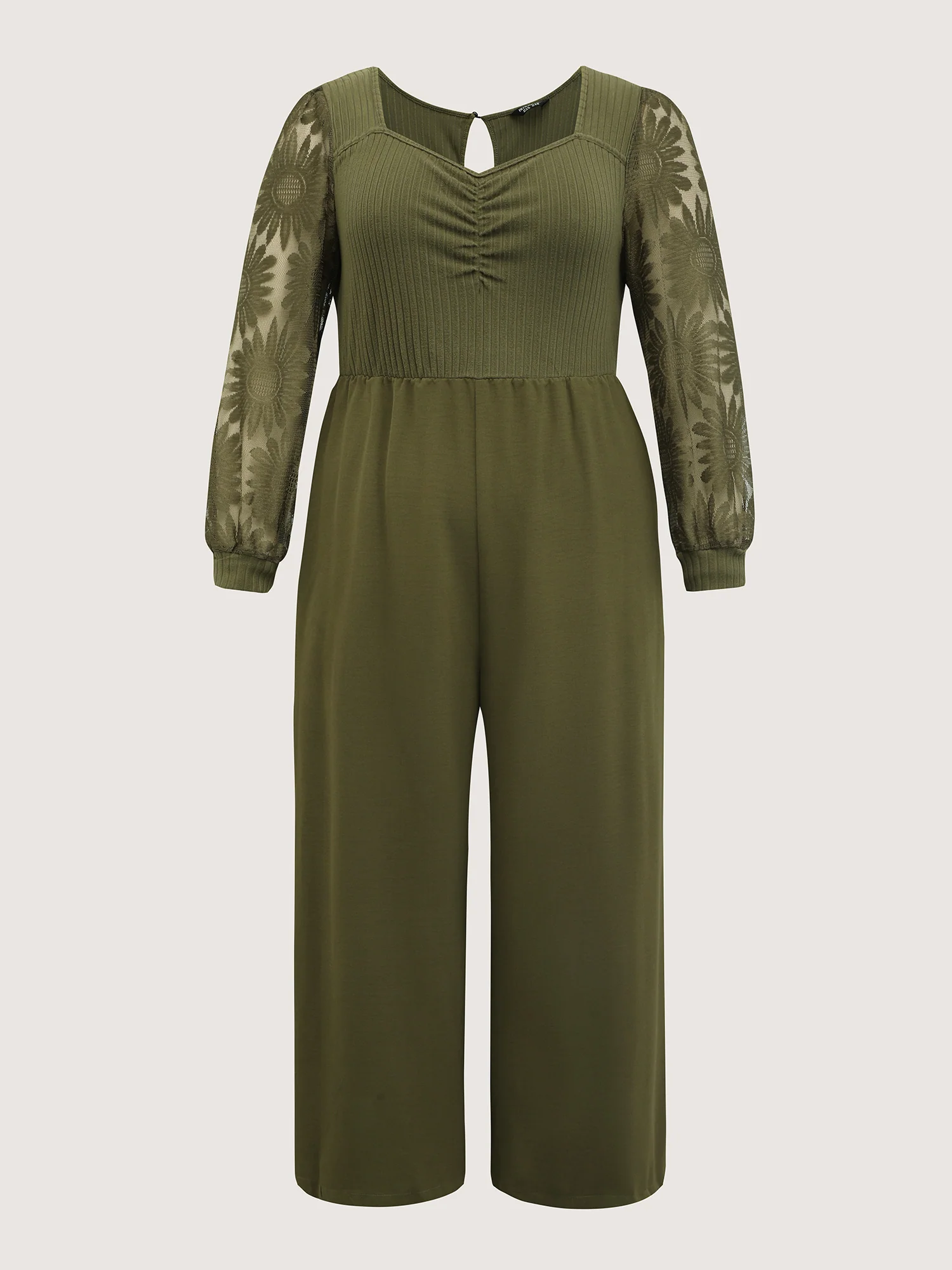 Lace Trim Ruched Velvety Bodice Jumpsuit - Image 8