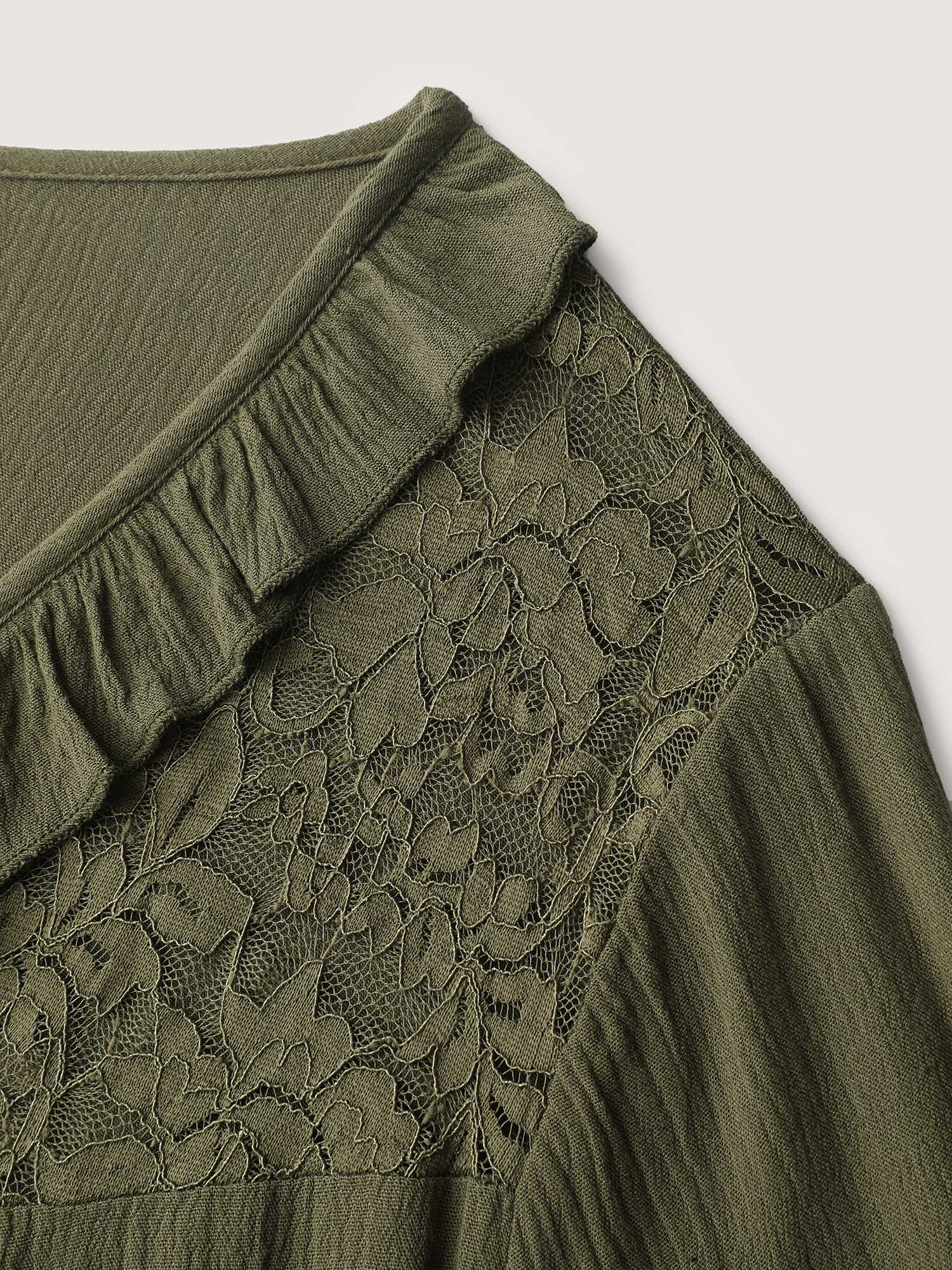 Lace Trim Ruffled Edge Button Blouse - Image 6