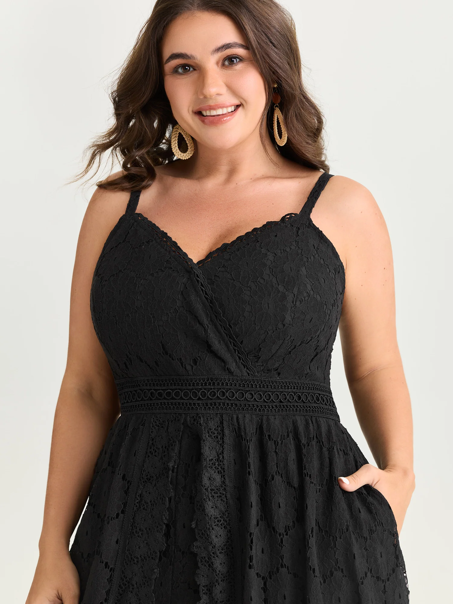 Lace Trim Sheer Cami Romper - Image 2