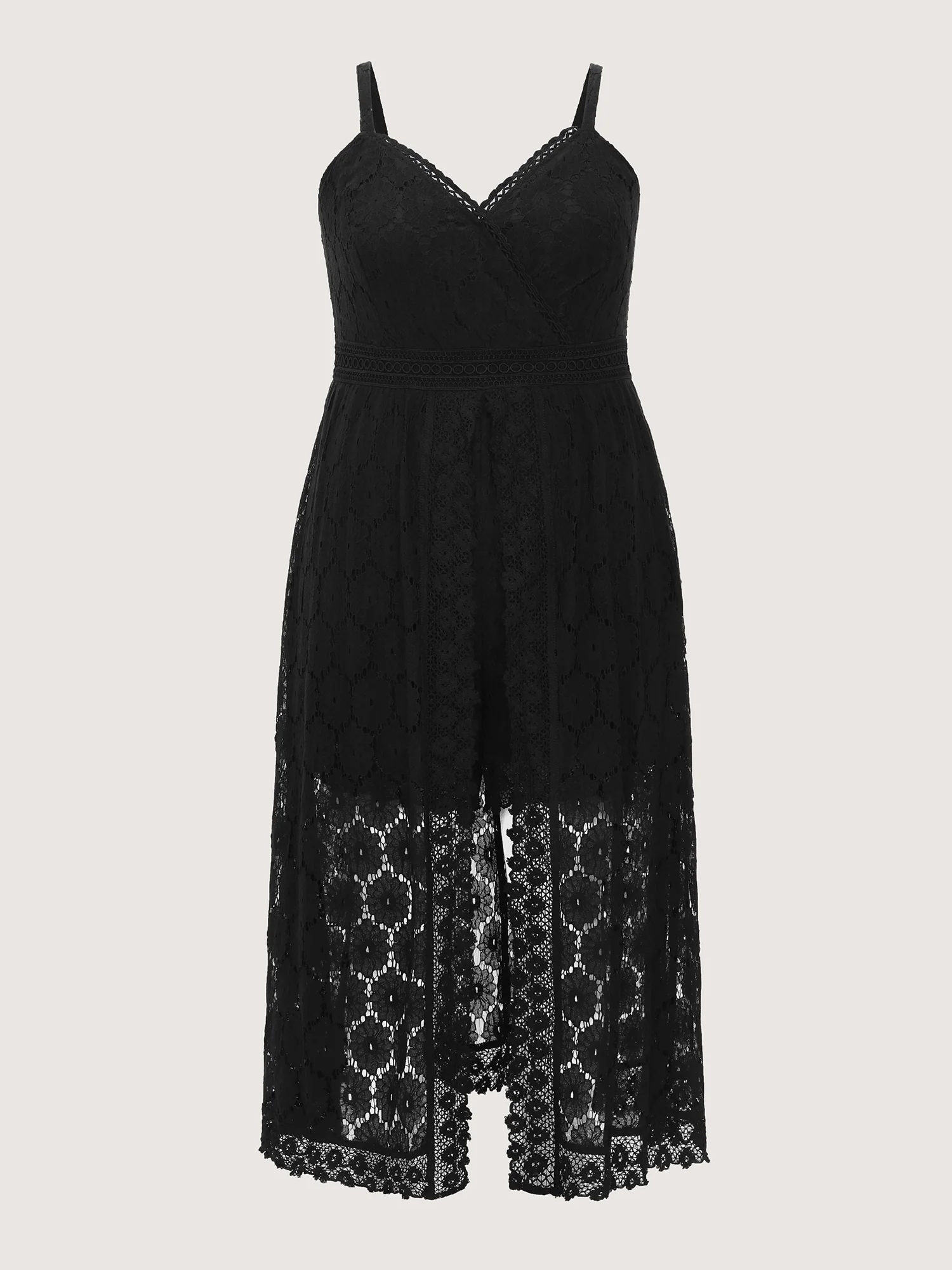 Lace Trim Sheer Cami Romper - Image 7