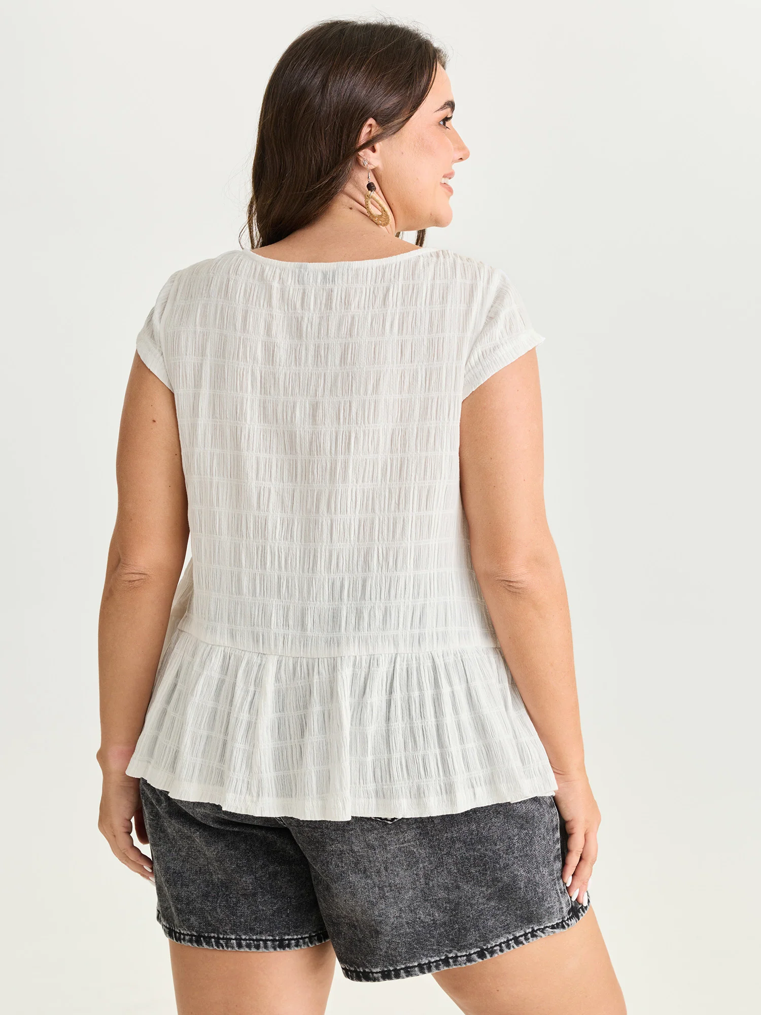 Lace Trim Sheer Ruffled Hem Blouse - Image 4
