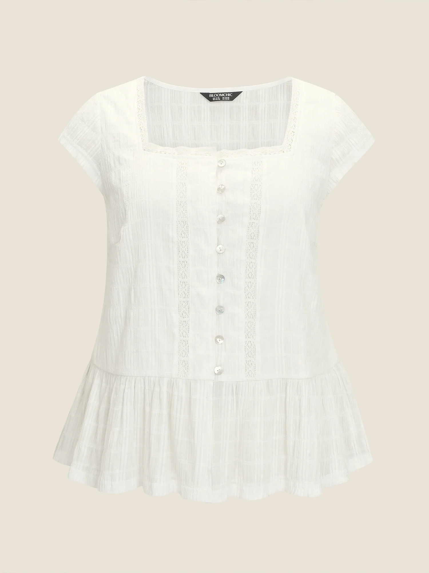 Lace Trim Sheer Ruffled Hem Blouse - Image 6