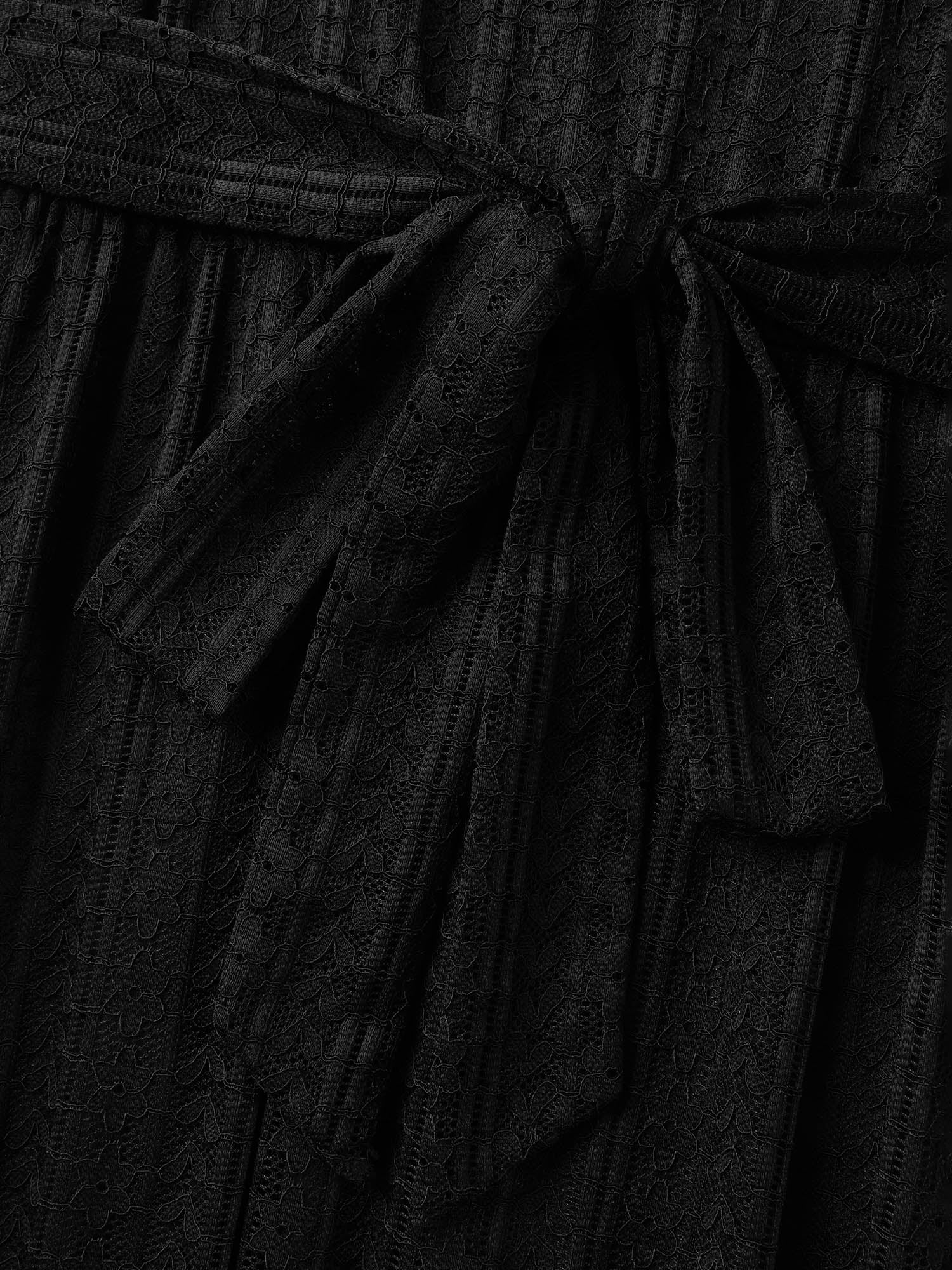Lace Trim Sheer Stretchy Waist Midi Dress - Image 5