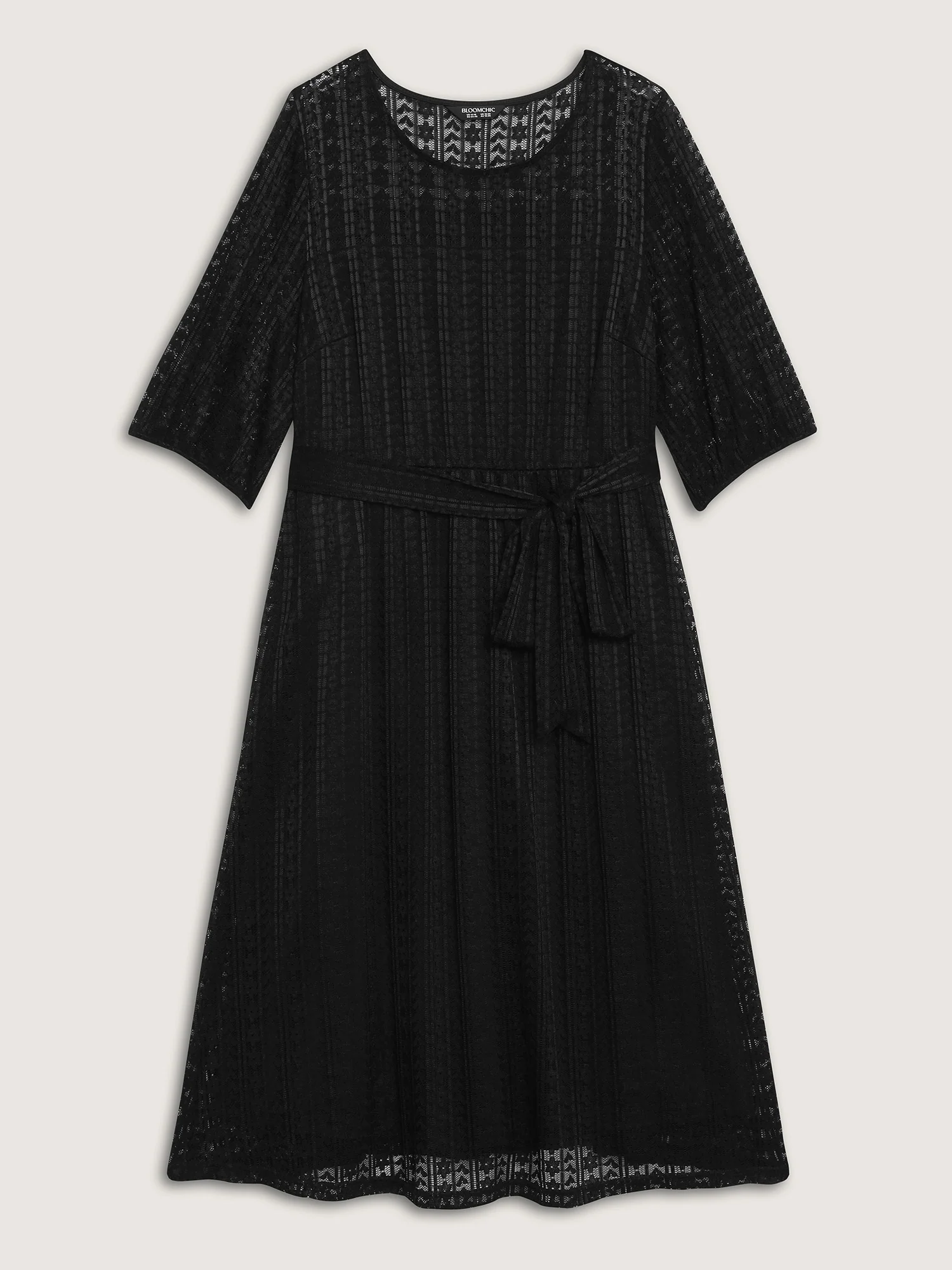 Lace Trim Sheer Stretchy Waist Midi Dress - Image 7