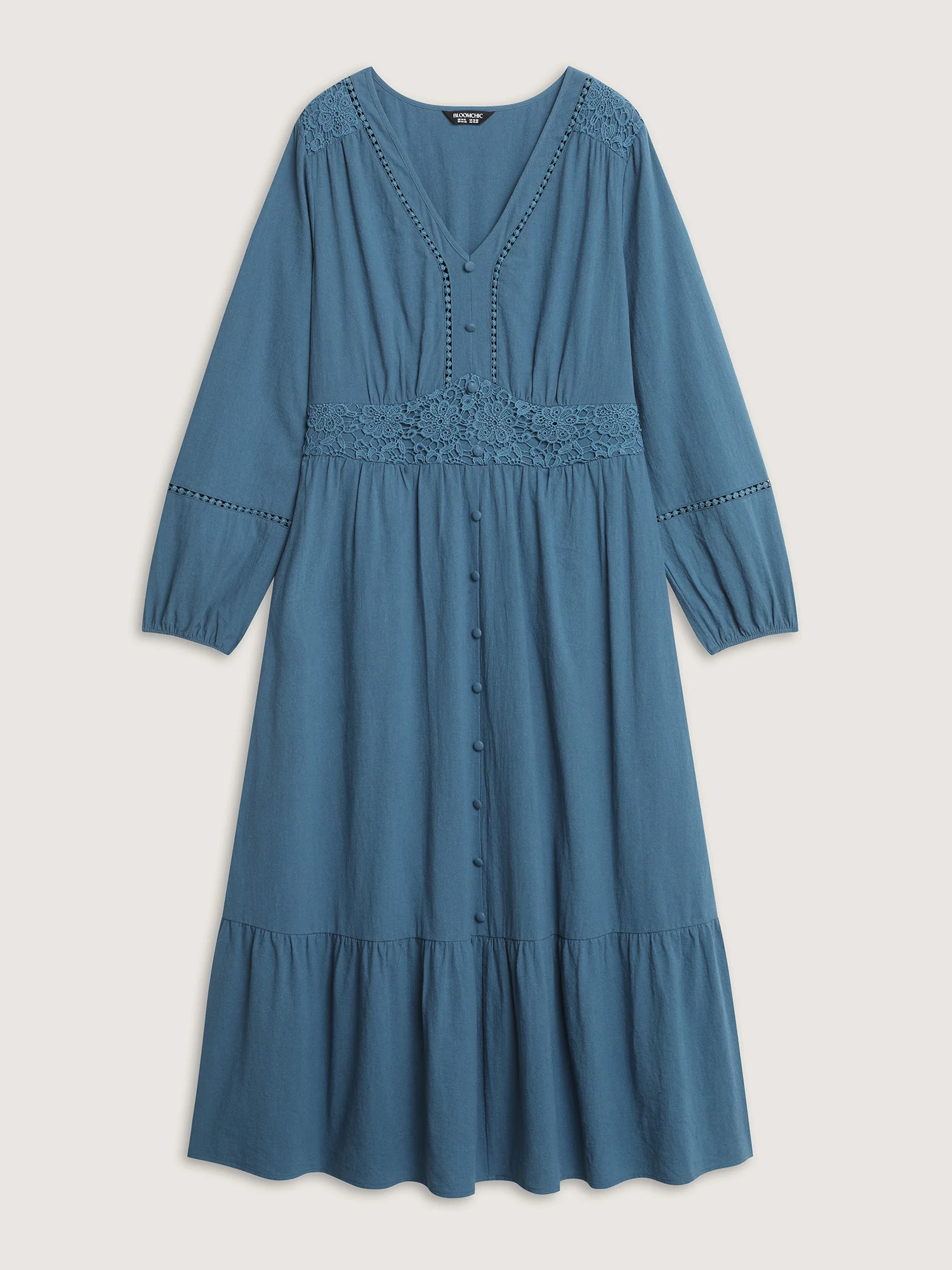 Lace Trim Shirred Pocket Maxi Dress - Image 9